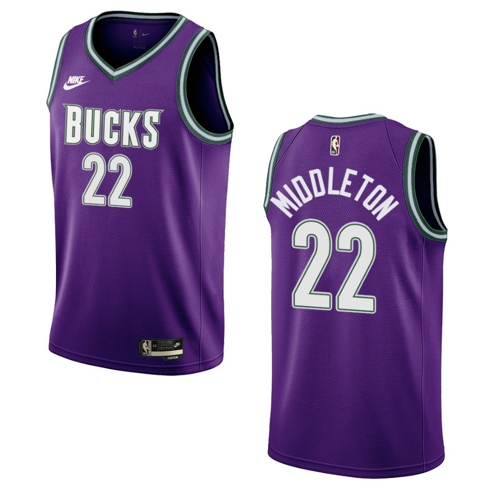 Milwaukee Bucks 2022-23 Classic Edition Khris Middleton Purple Basketball Jersey Swingman