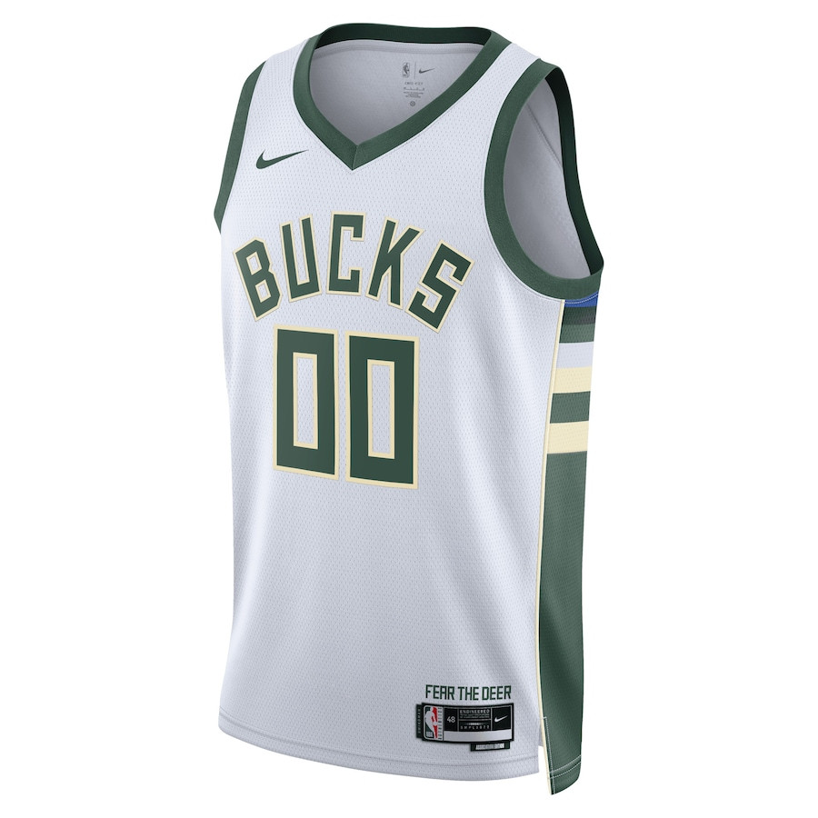 Alternative view of Milwaukee Bucks 2023/24 Association Swingman Custom Men Basketball Jersey - White - JS640 