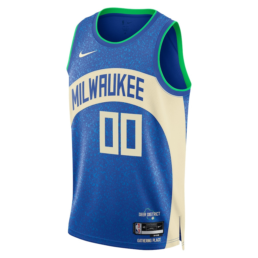 Alternative view of Milwaukee Bucks 2023/24 City Edition Swingman Custom Basketball Jersey - Royal - JS768 
