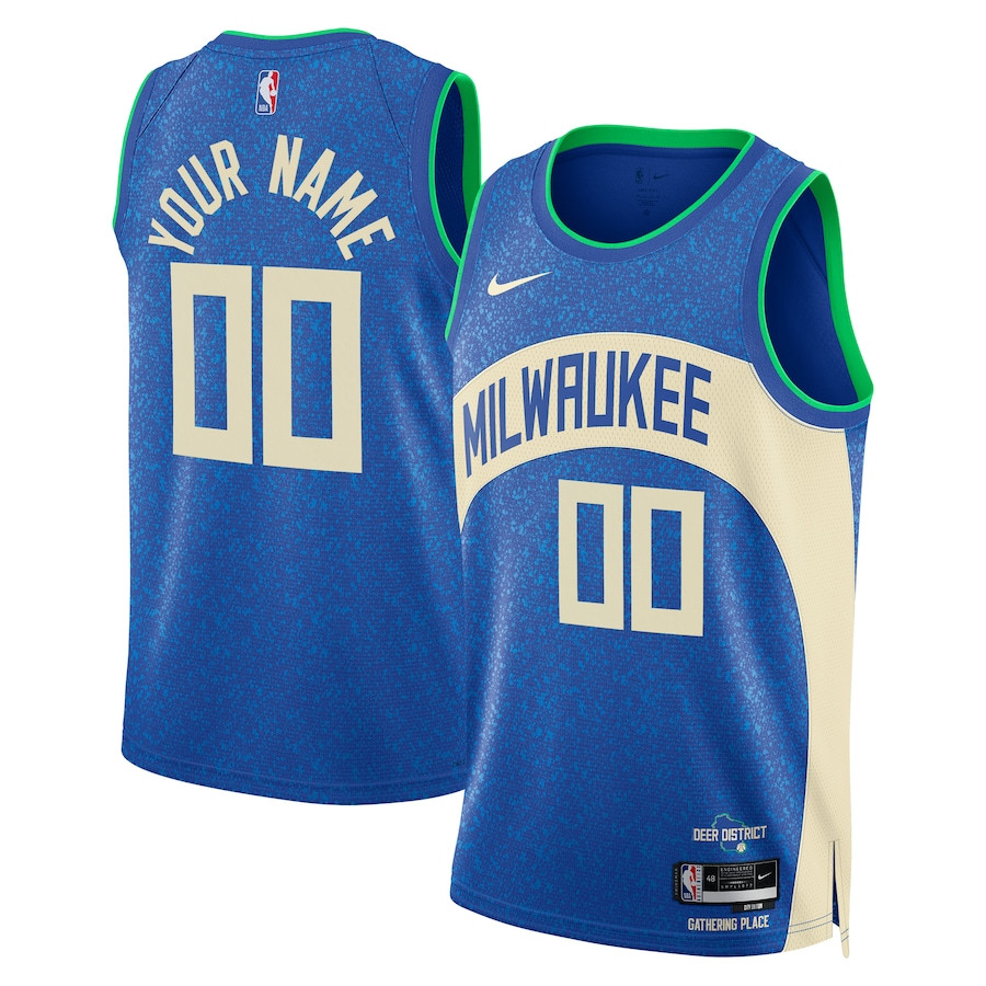 Milwaukee Bucks 2023/24 Swingman Basketball Jersey Customized - City Edition - Blue - JS974 