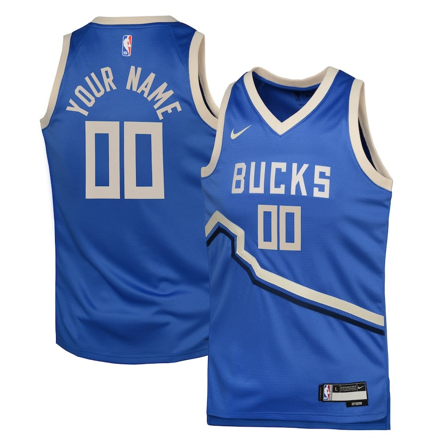 Milwaukee Bucks 2024/25 Swingman Custom YOUTH Basketball Jersey - City Edition - Royal - JS359 