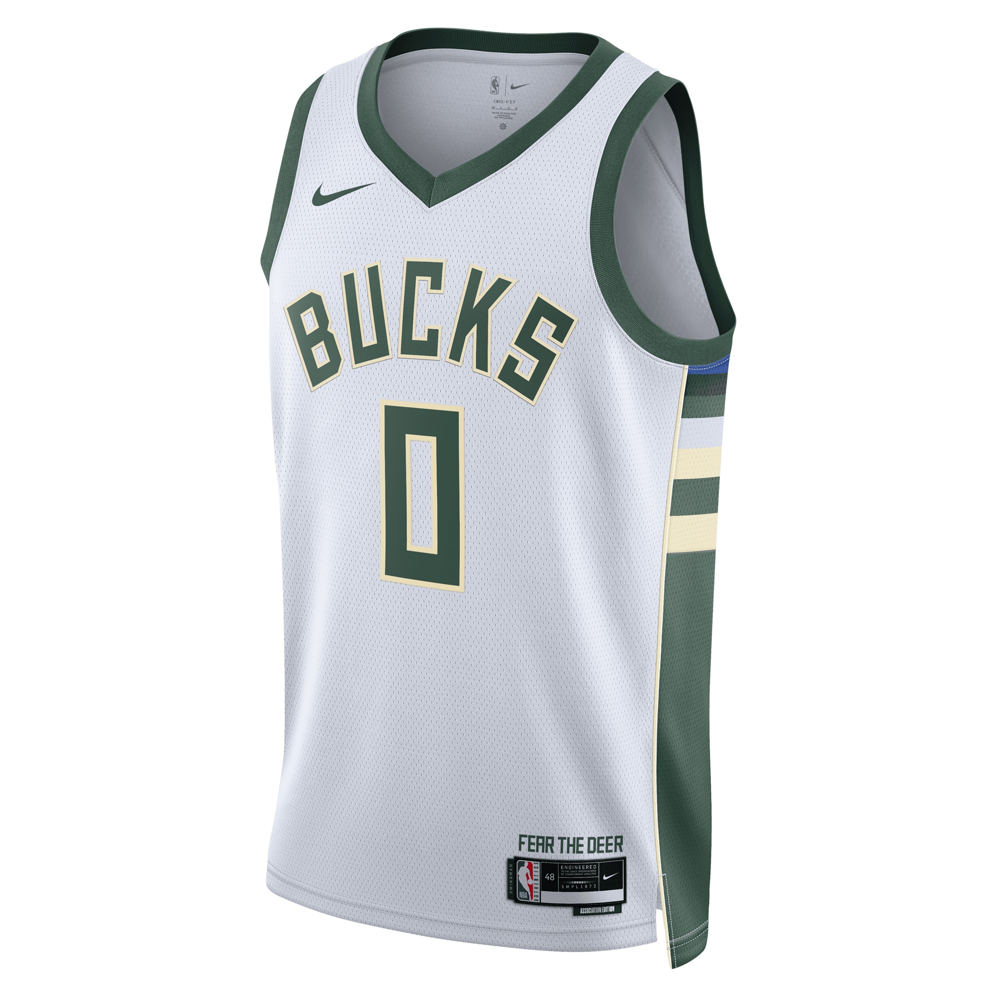 Alternative view of Milwaukee Bucks Association Edition Swingman Basketball Jersey - White - Damian Lillard - Unisex - JS189 