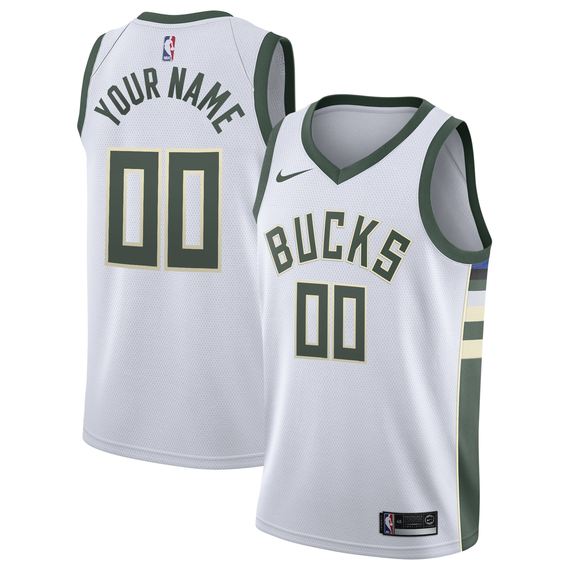 Milwaukee Bucks Association Swingman Basketball Jersey - Custom - Youth - JS379 