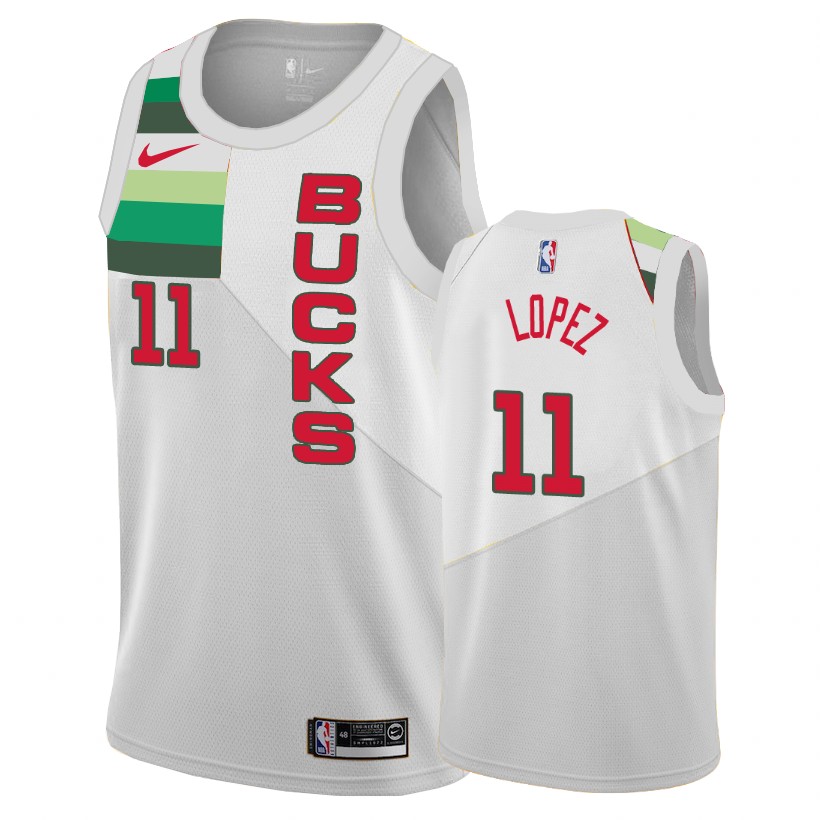 Milwaukee Bucks Brook Lopez White Earned Edition Basketball Jersey