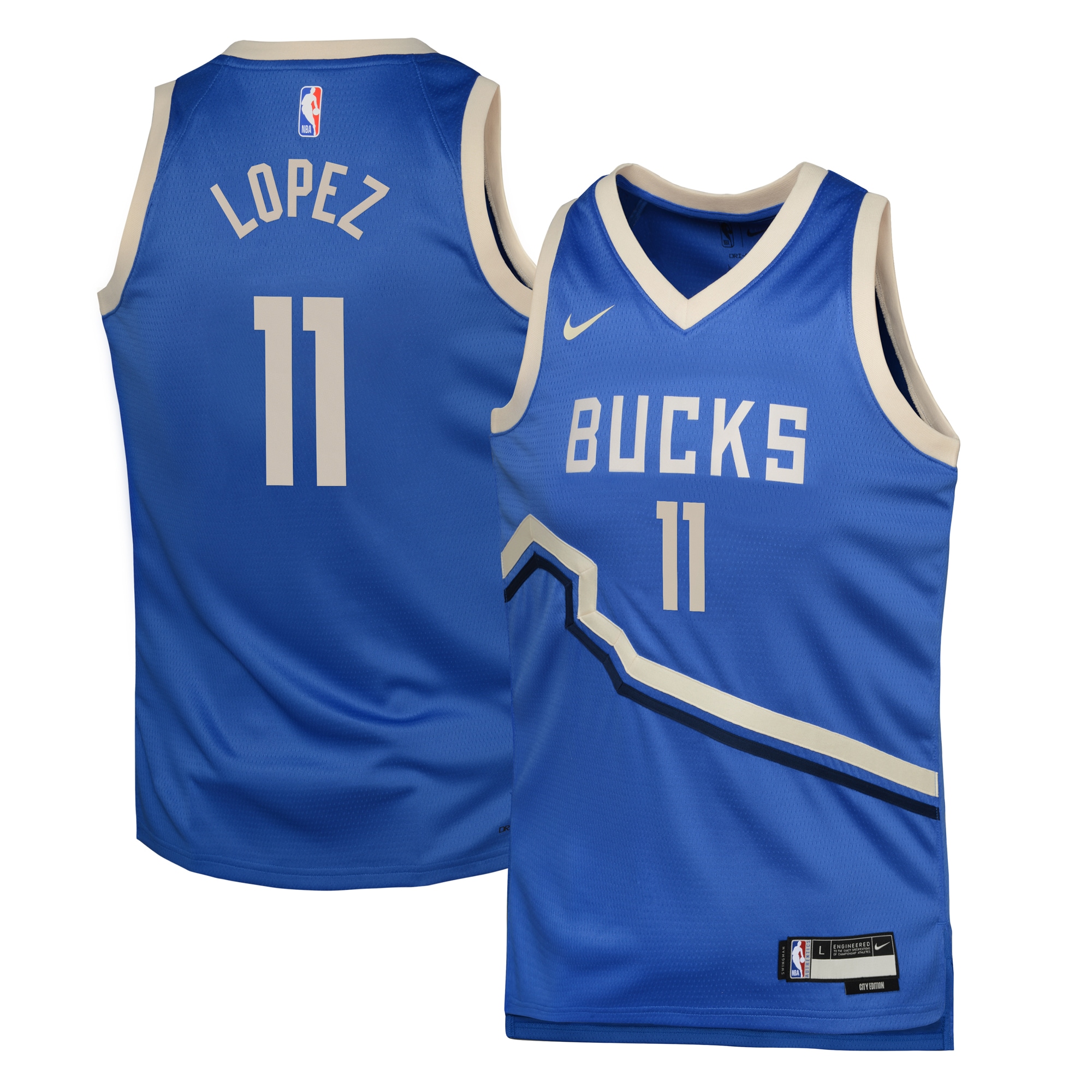 Milwaukee Bucks City Edition Swingman Basketball Jersey 2024 - Royal - Brook Lopez - Youth - JS280 