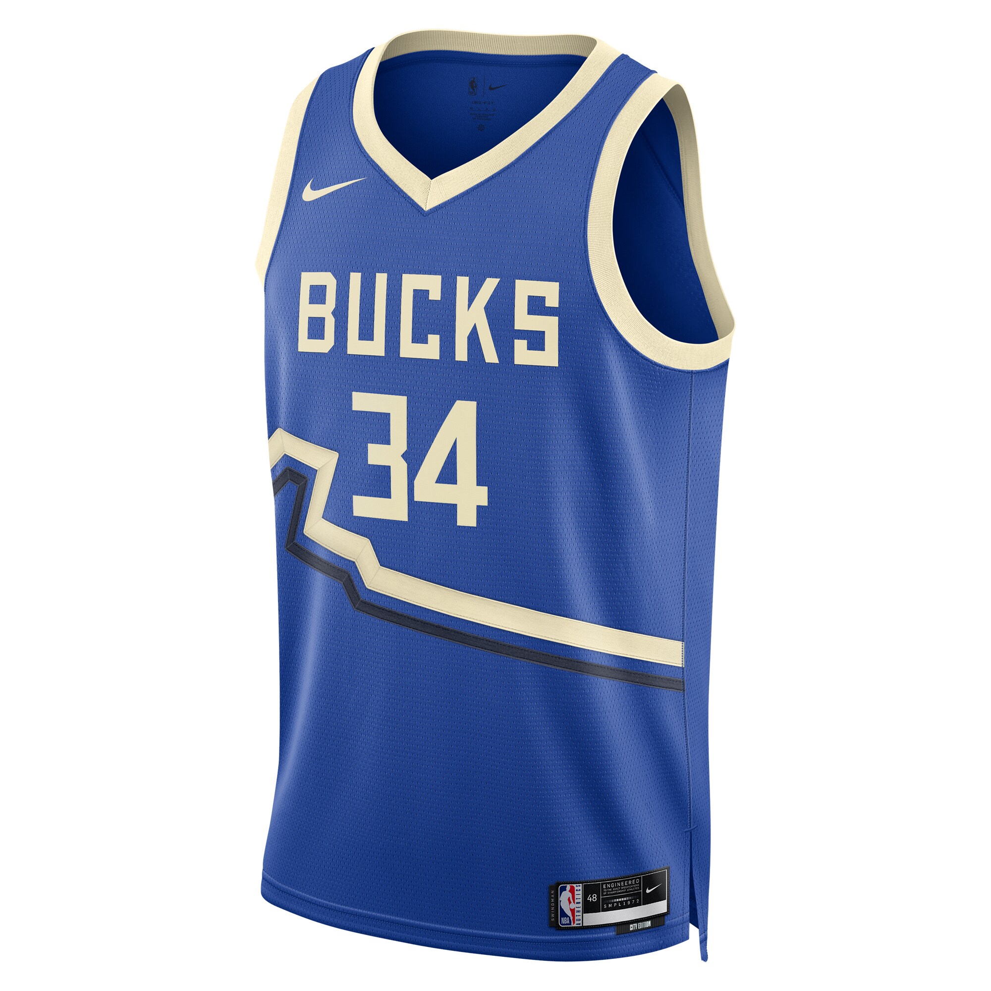 Alternative view of Milwaukee Bucks City Edition Swingman Basketball Jersey 2024 - Royal - Giannis Antetokounmpo - Unisex - JS373 