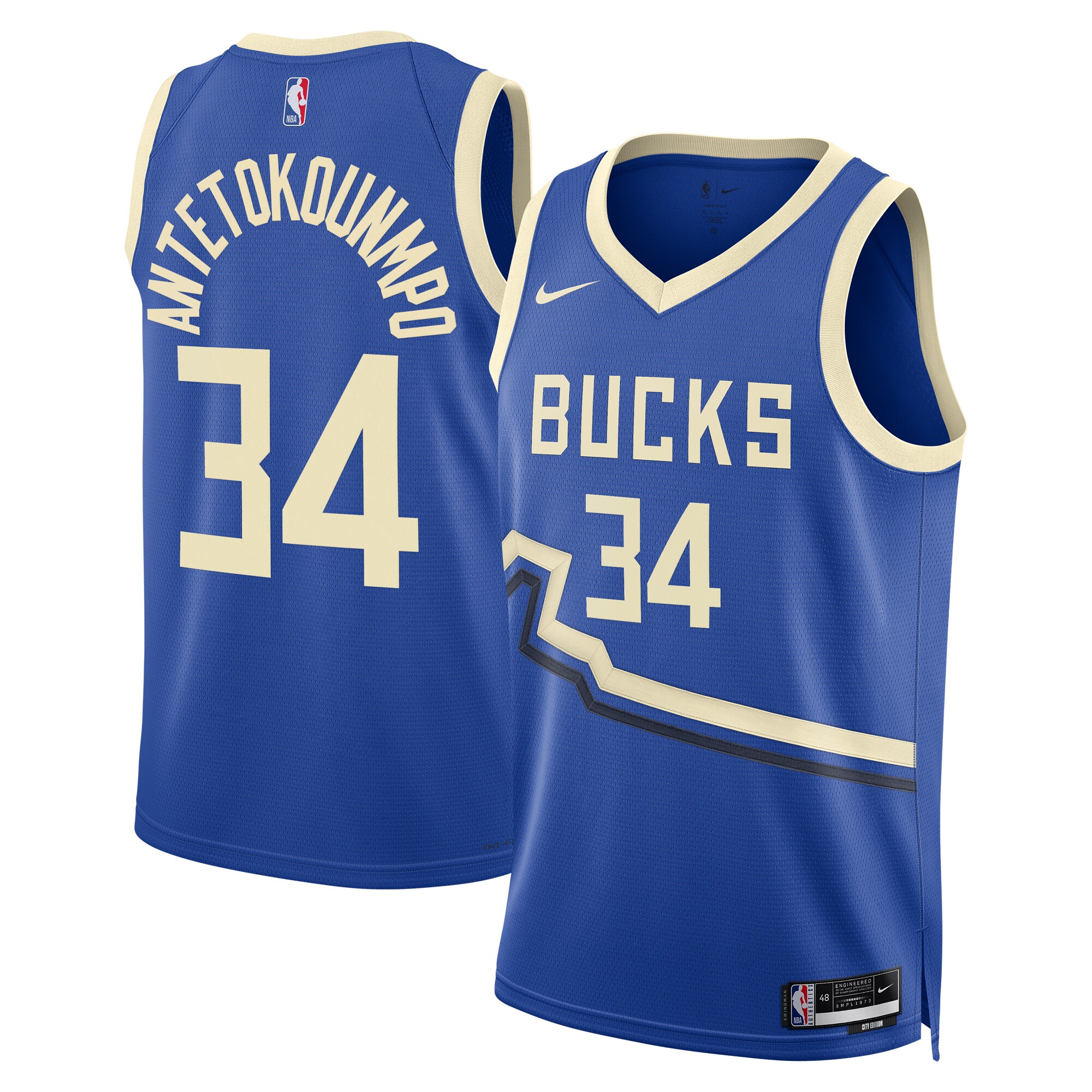 Milwaukee Bucks City Edition Swingman Basketball Jersey 2024 - Royal - Giannis Antetokounmpo - Unisex - JS373 