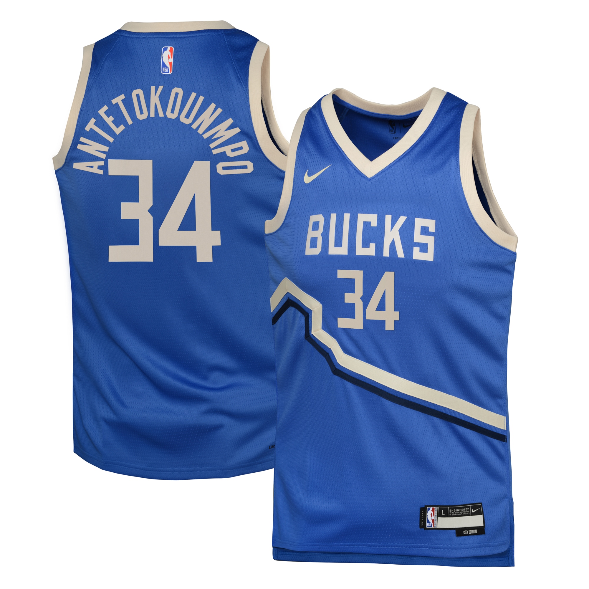 Milwaukee Bucks City Edition Swingman Basketball Jersey 2024 - Royal - Giannis Antetokounmpo - Youth - JS498 