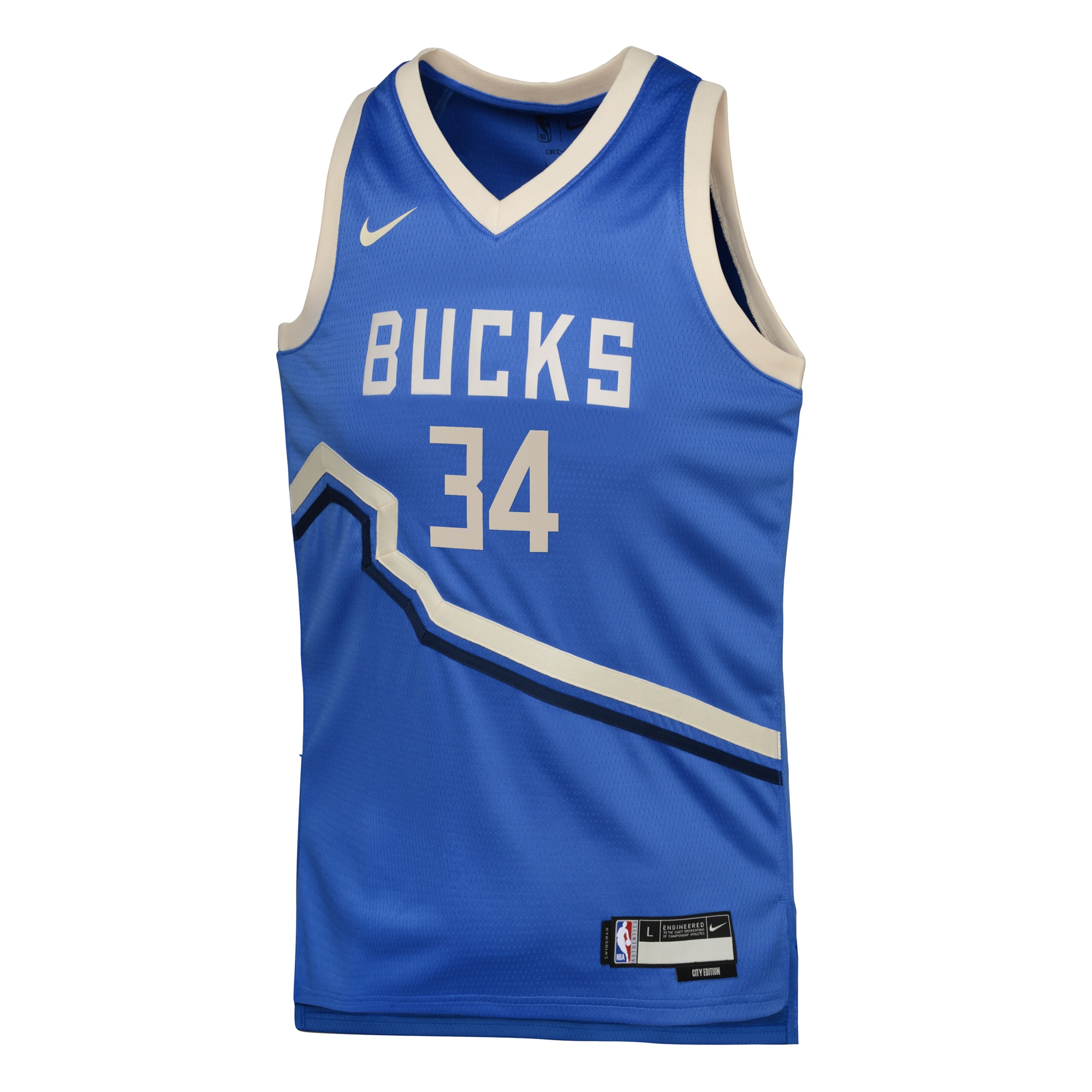 Alternative view of Milwaukee Bucks City Edition Swingman Basketball Jersey 2024 - Royal - Giannis Antetokounmpo - Youth - JS498 