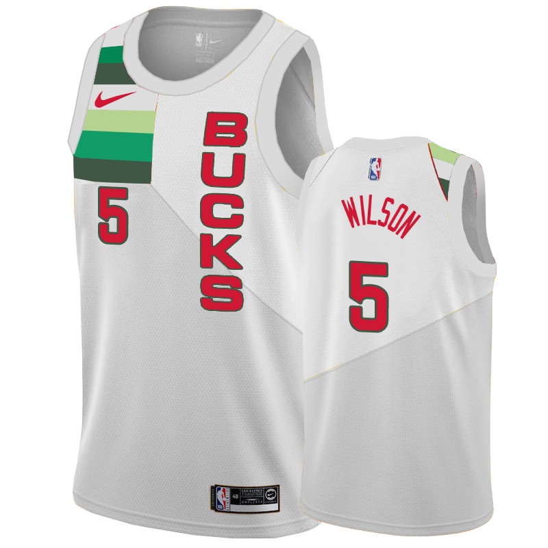 Milwaukee Bucks D.j. Wilson #5 White 2018-19 Earned Edition Basketball Jersey