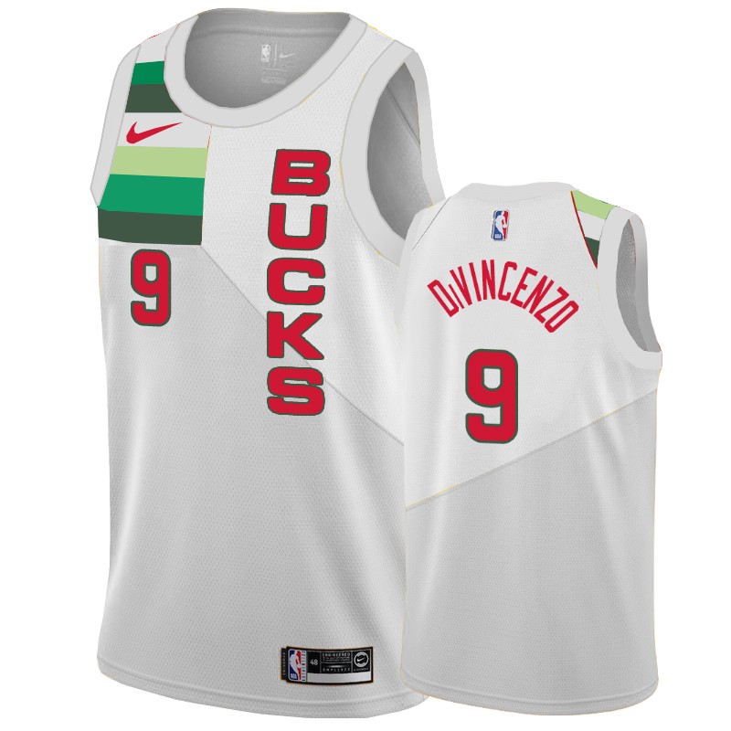 Milwaukee Bucks Donte Divincenzo #9 White 2018-19 Earned Edition Basketball Jersey