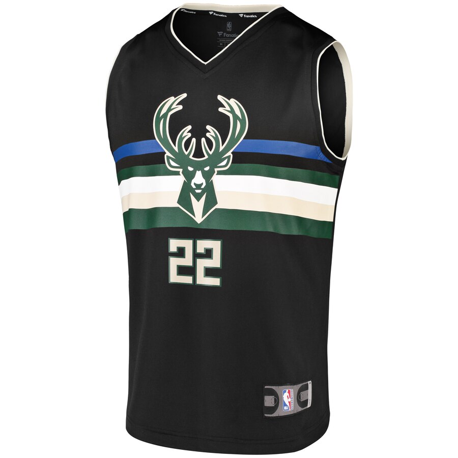 Alternative view of Milwaukee Bucks Fanatics Authentic Fast Break Team Replica Basketball Jersey Statement Edition - Black