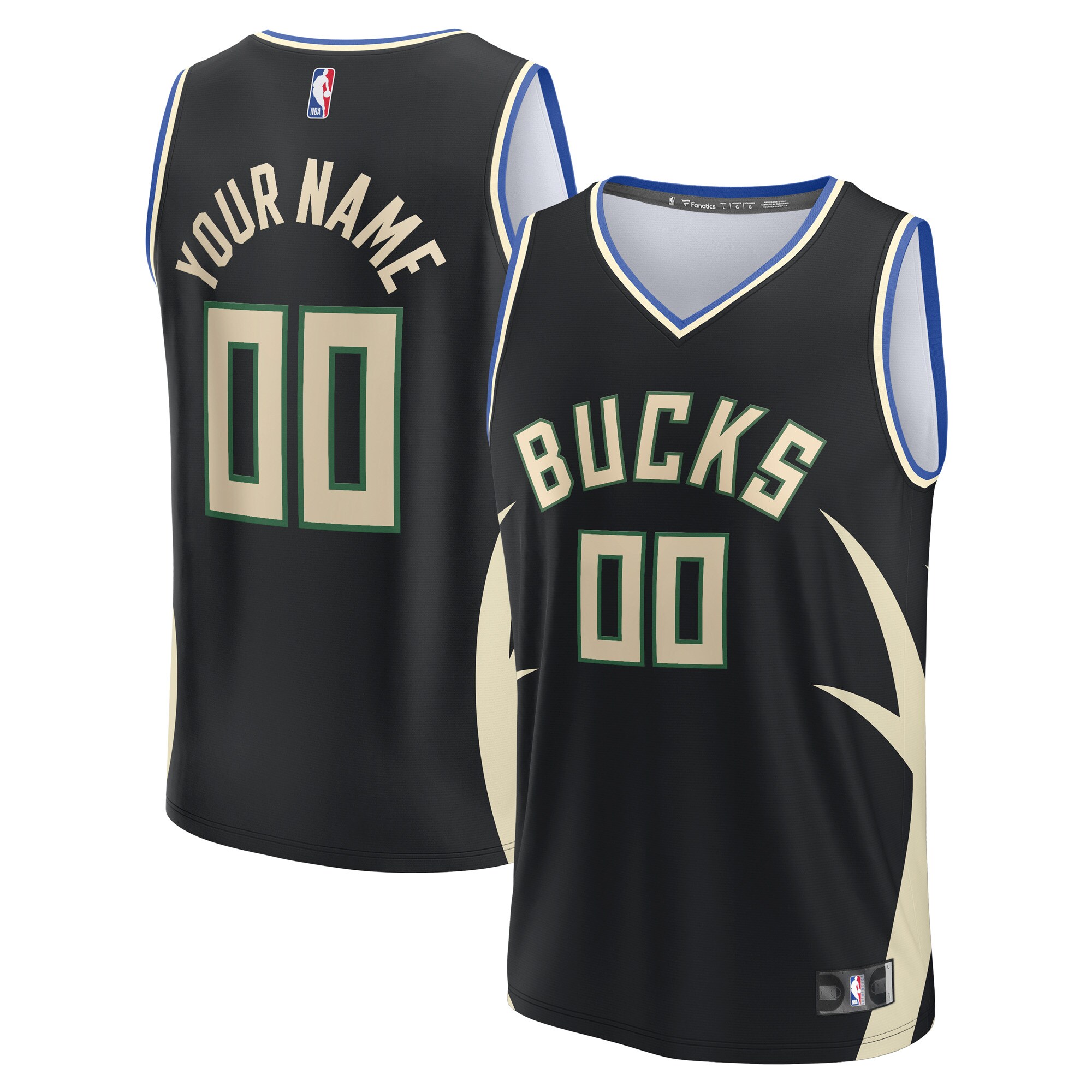 Milwaukee Bucks Fanatics Custom Fast Break Basketball Jersey - Statement Edition - Black