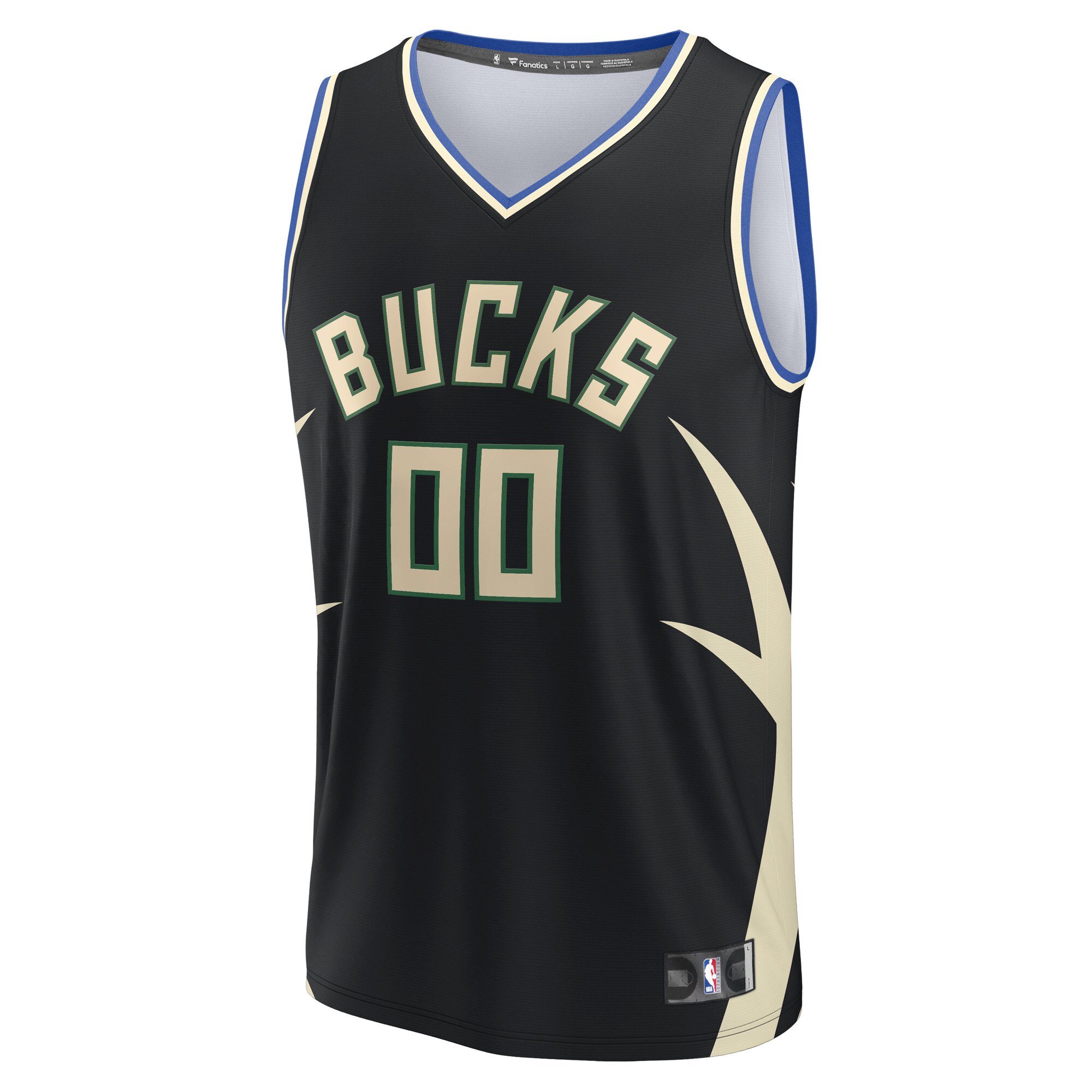 Alternative view of Milwaukee Bucks Fanatics Custom Fast Break Basketball Jersey - Statement Edition - Black