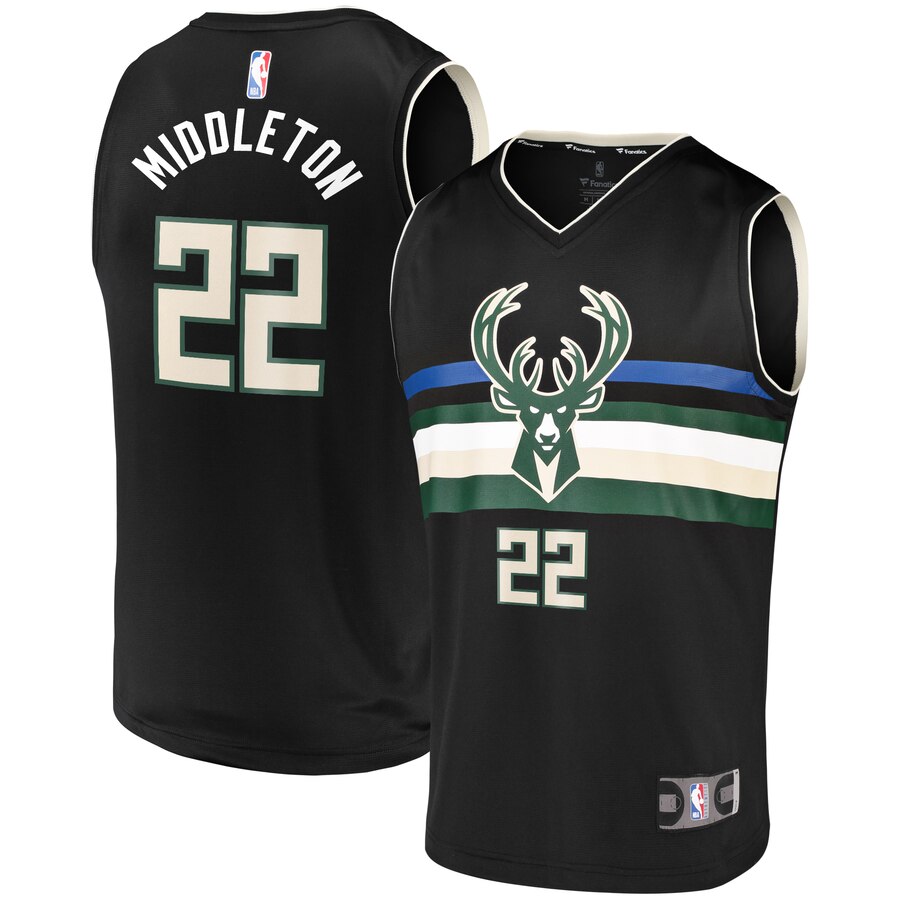Milwaukee Bucks Fanatics Fast Break Team Replica Basketball Jersey Statement Edition - Black