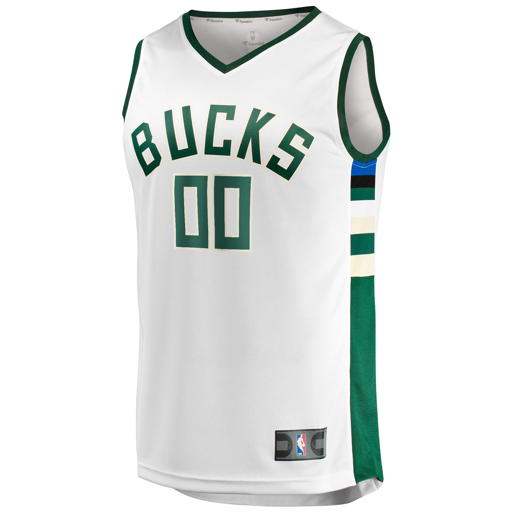 Alternative view of Milwaukee Bucks Fanatics Unisex Fast Break Custom Basketball Jersey - White - Association Edition