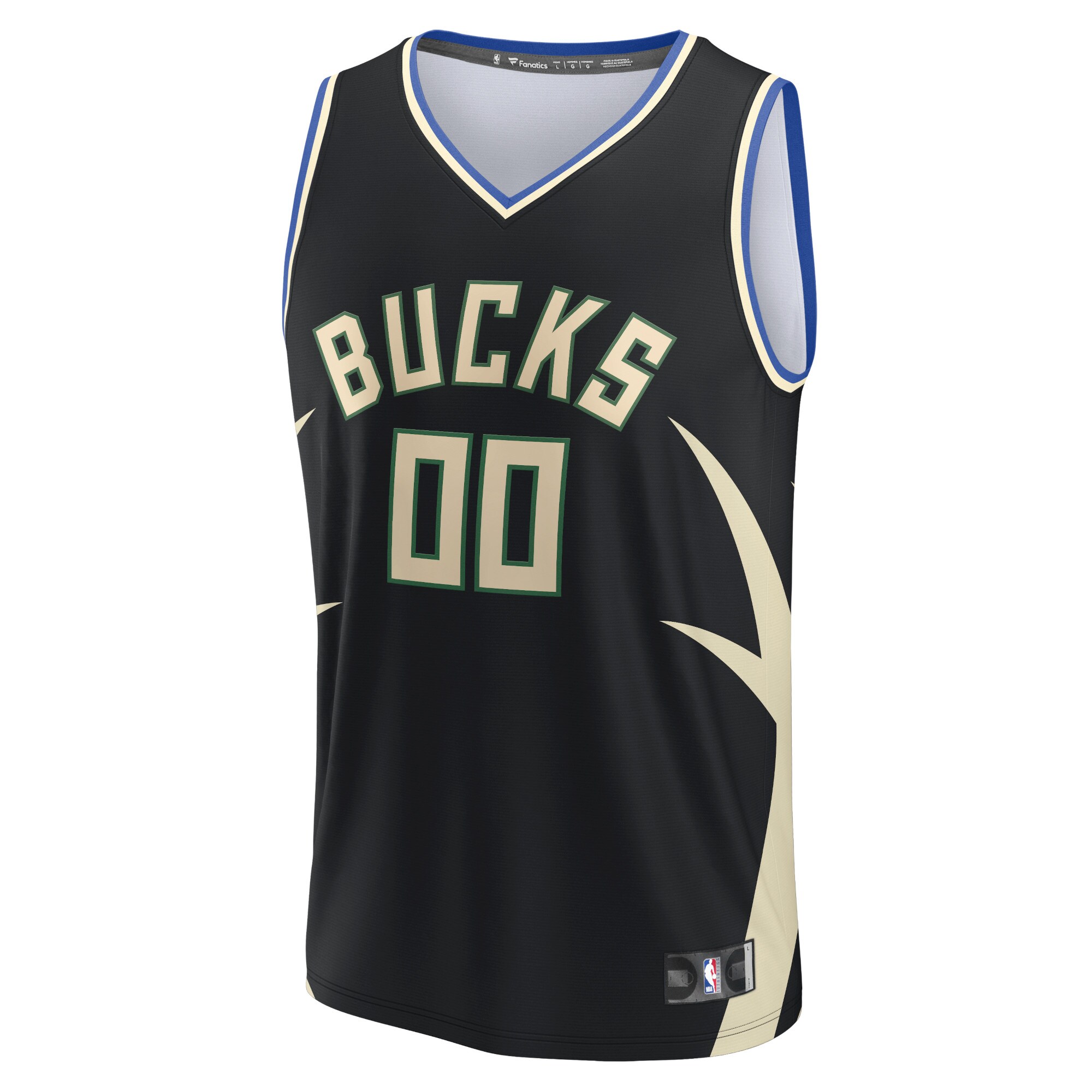 Alternative view of Milwaukee Bucks Fanatics Youth Fast Break Custom Basketball Jersey - Black - Statement Edition