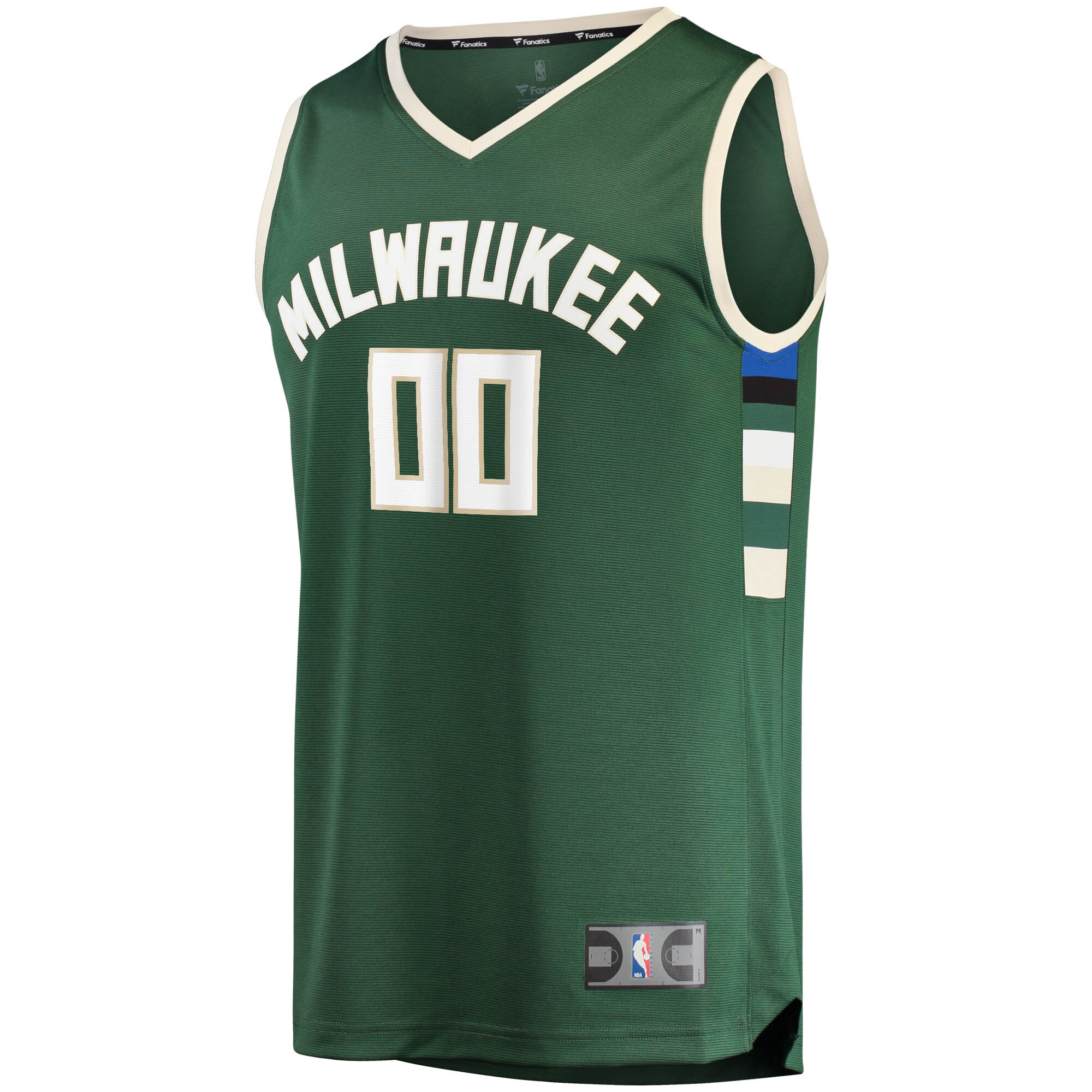 Alternative view of Milwaukee Bucks Fanatics Youth Fast Break Custom Replica Basketball Jersey Hunter Green - Icon Edition