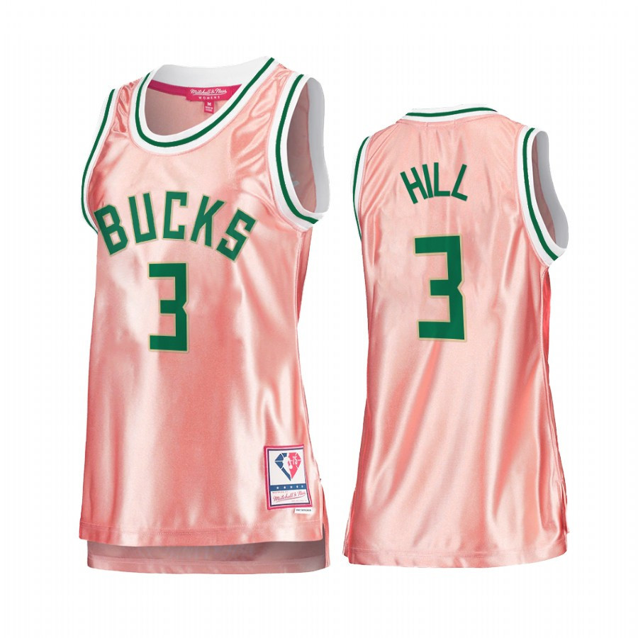 Milwaukee Bucks George Hill 3 Rose Gold Pink 75th Anniversary Women's Basketball Jersey - JS964 