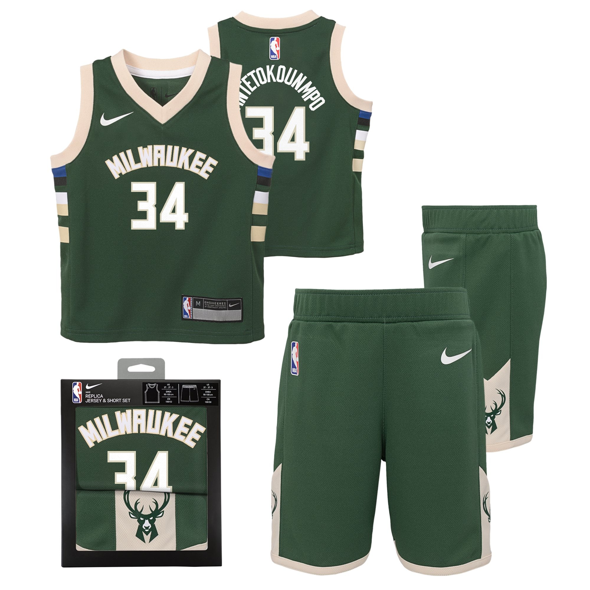 Milwaukee Bucks Icon Basketball Jersey Box Set - Giannis Antetokounmpo - Toddler - JS394 