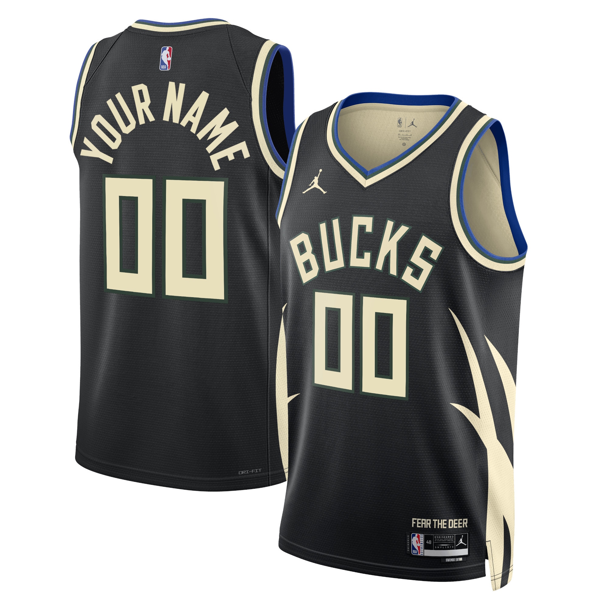 Milwaukee Bucks Jordan Brand Unisex 2022/23 Swingman Custom Basketball Jersey - Statement Edition - Black