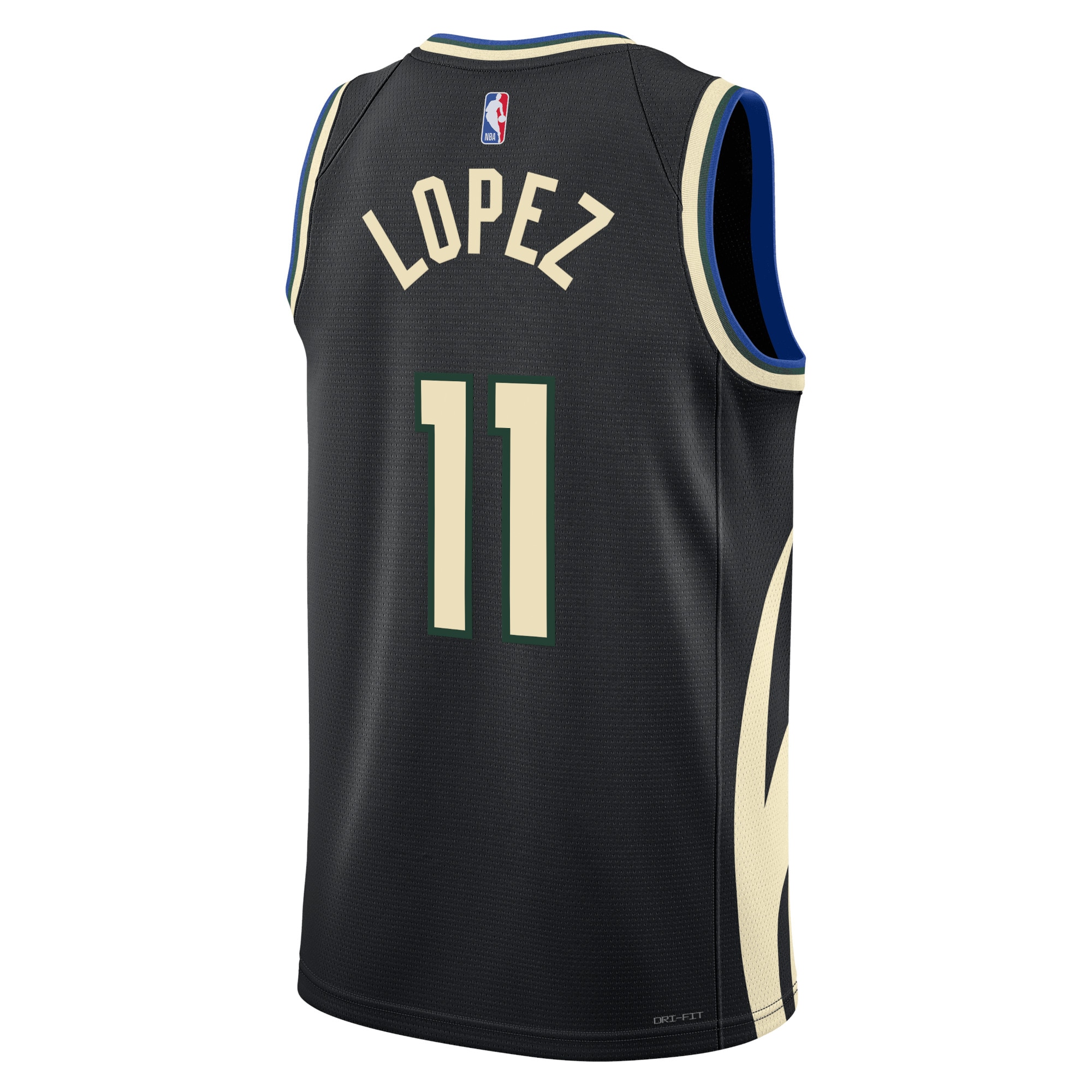 Alternative view of Milwaukee Bucks Jordan Statement Edition Swingman Basketball Jersey - Black - Brook Lopez - Unisex - JS462 