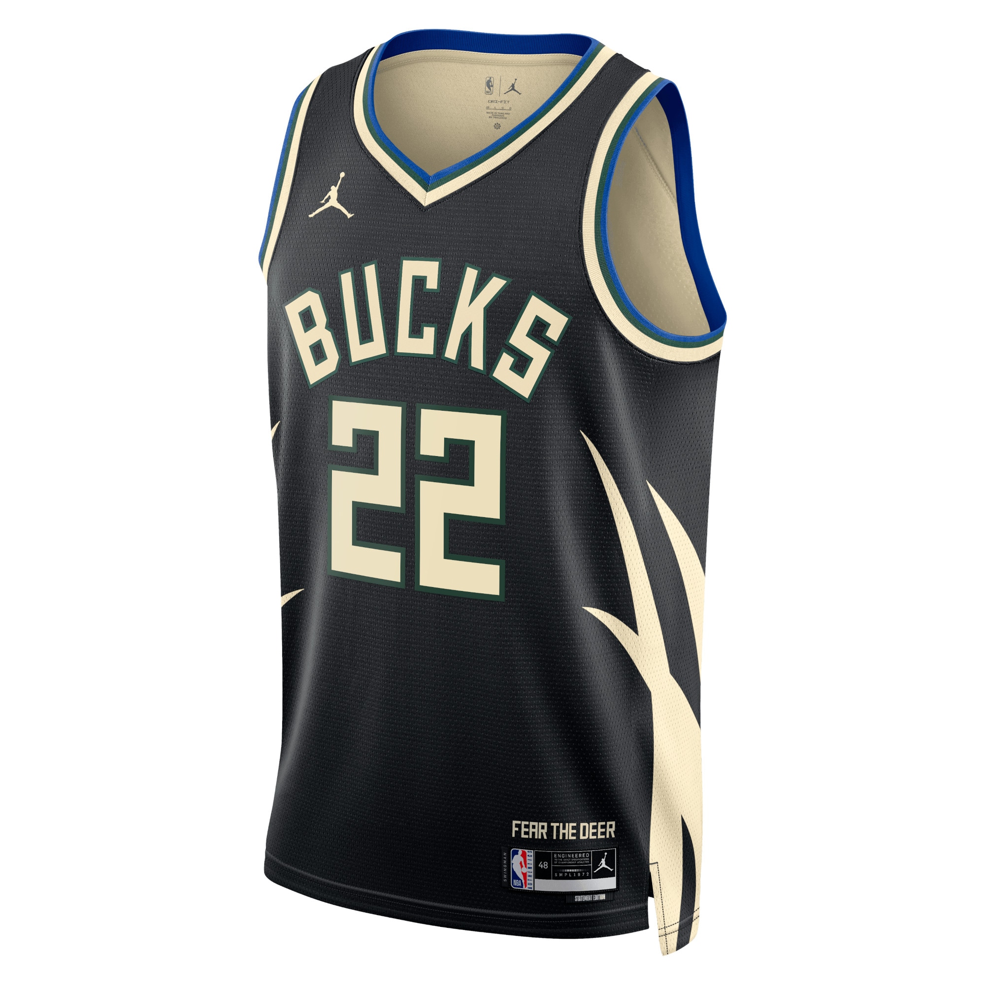 Milwaukee Bucks Jordan Statement Edition Swingman Basketball Jersey - Black - Khris Middleton - Unisex - JS356 