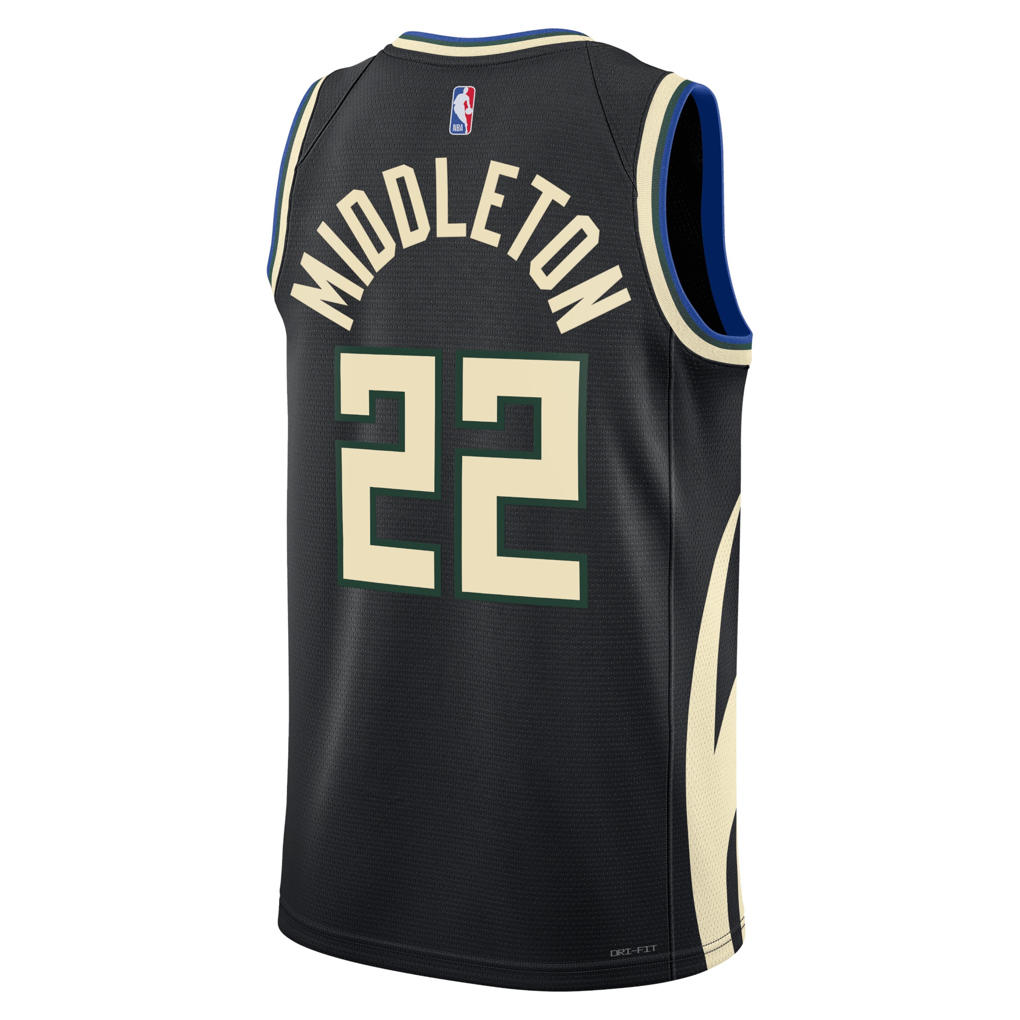 Alternative view of Milwaukee Bucks Jordan Statement Edition Swingman Basketball Jersey - Black - Khris Middleton - Unisex - JS356 