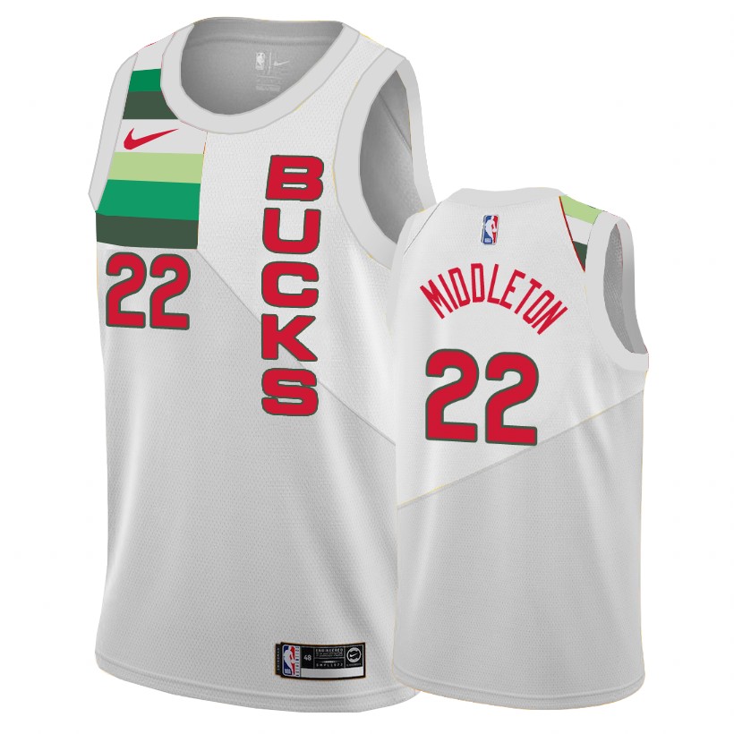 Milwaukee Bucks Khris Middleton White Earned Edition Basketball Jersey