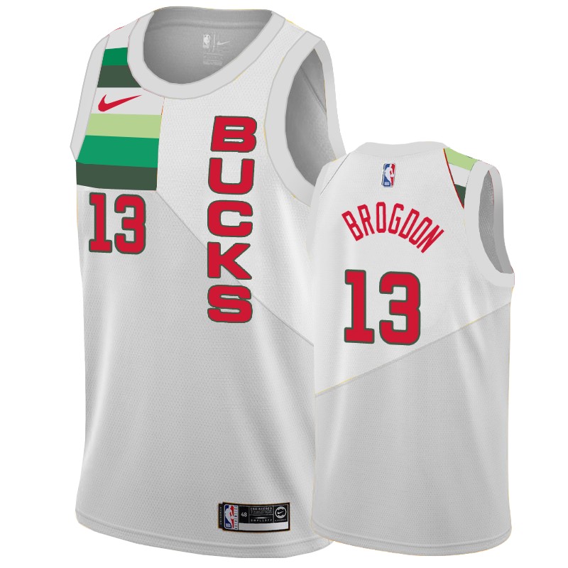 Milwaukee Bucks Malcolm Brogdon #13 White 2018-19 Earned Edition Basketball Jersey