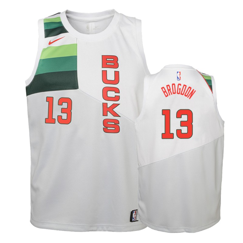 Milwaukee Bucks Malcolm Brogdon #13 White 2018-19 Earned Basketball Jersey -youth