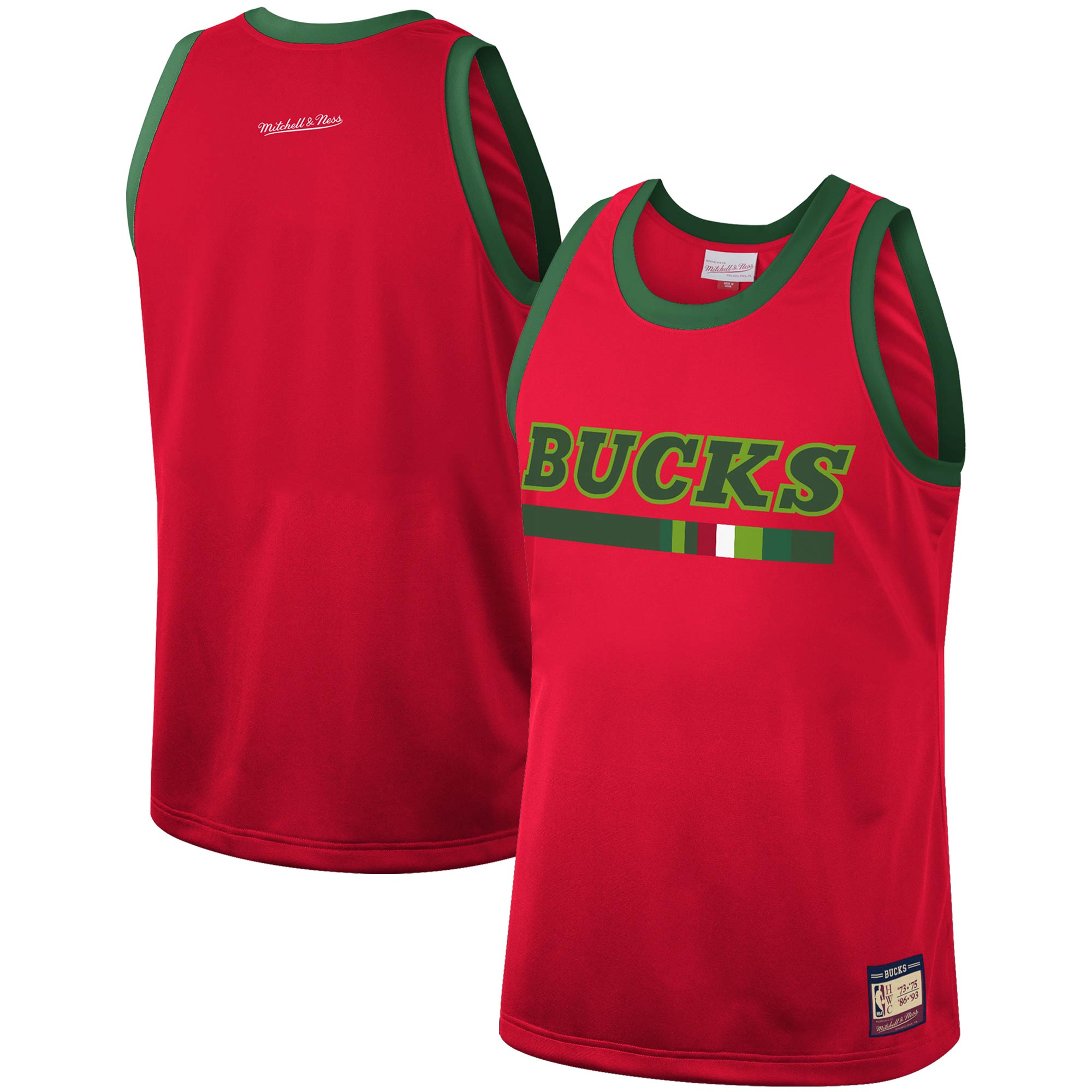 Alternative view of Milwaukee Bucks Mitchell & Ness Hardwood Classics Team Heritage Fashion Basketball Jersey - Red