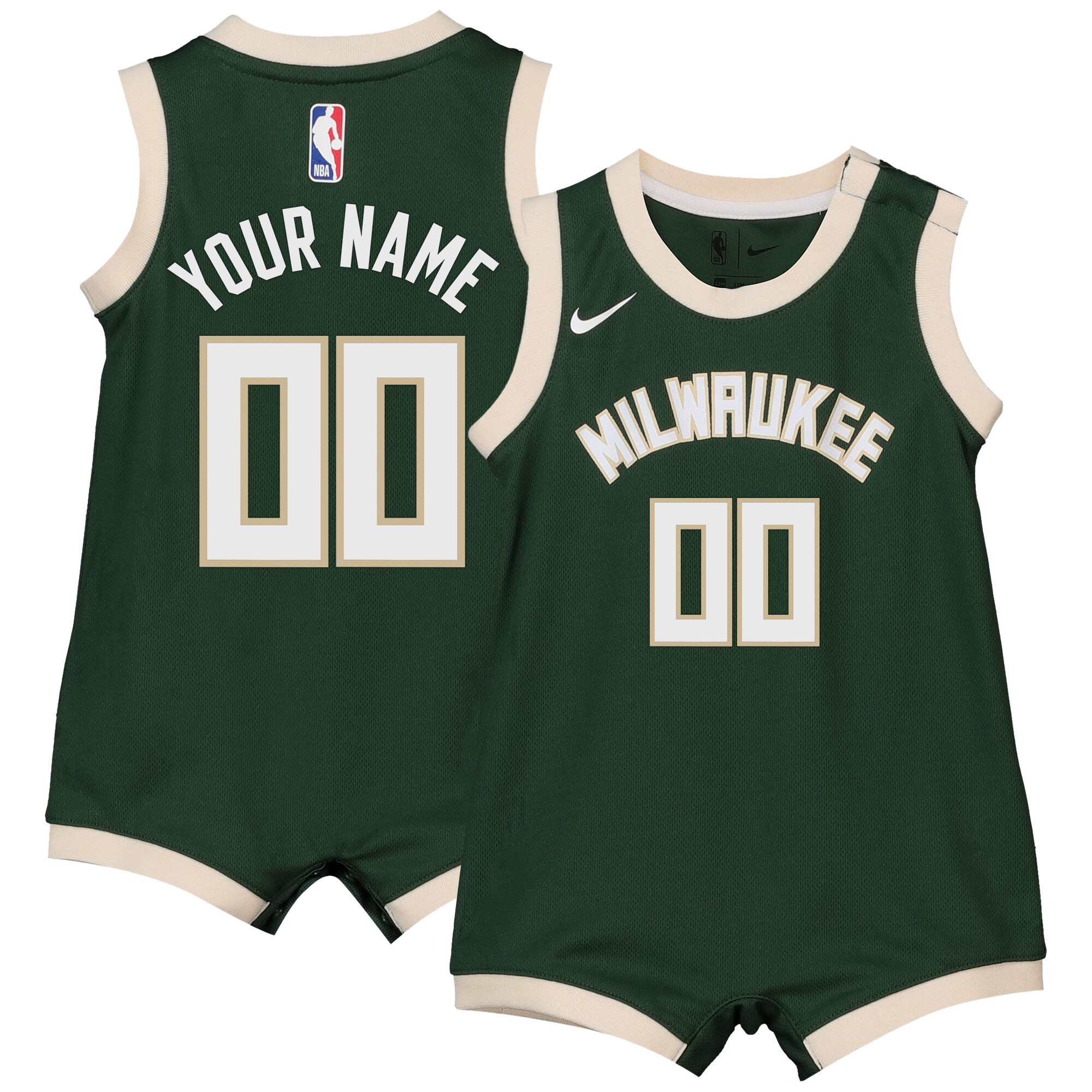 Milwaukee Bucks Onesie Basketball Jersey - Custom - Infant - JS381 