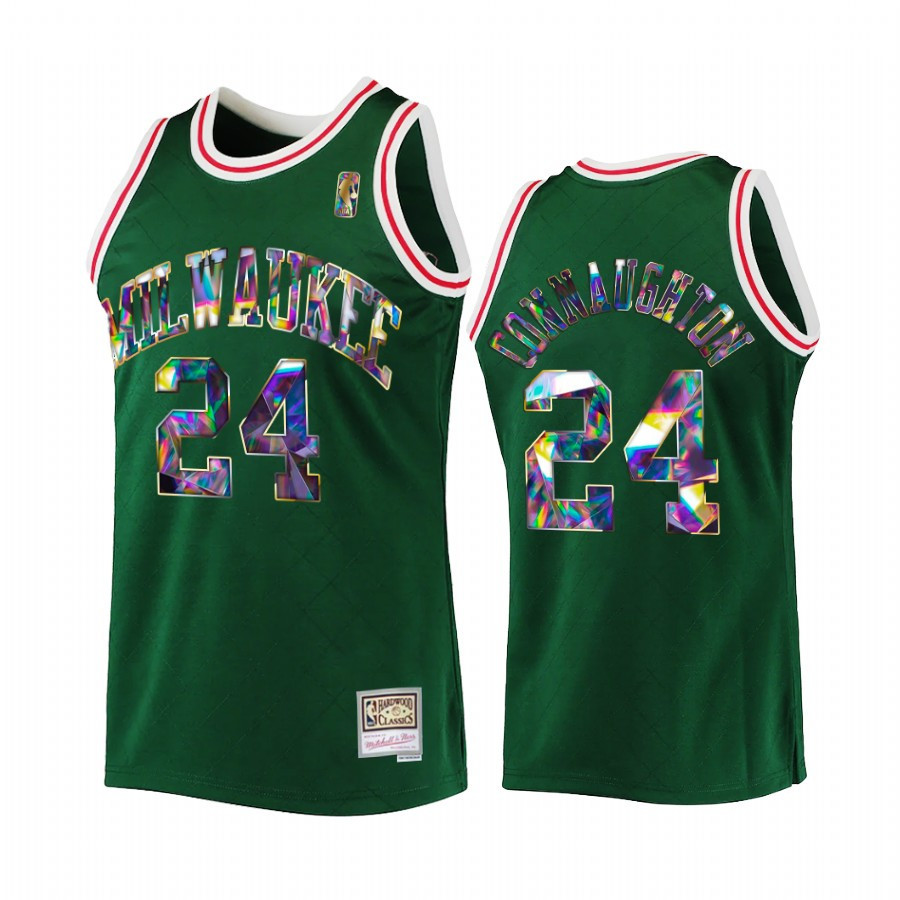 Milwaukee Bucks Pat Connaughton 24 Green NBA 75th Diamond Badge Men Basketball Jersey Throwback - JS382 