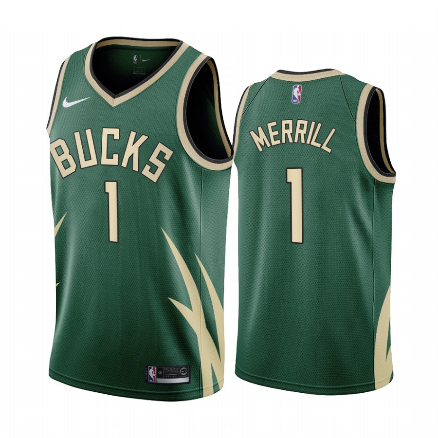 Milwaukee Bucks Sam Merrill #1 White 2020-21 Earned Basketball Jersey