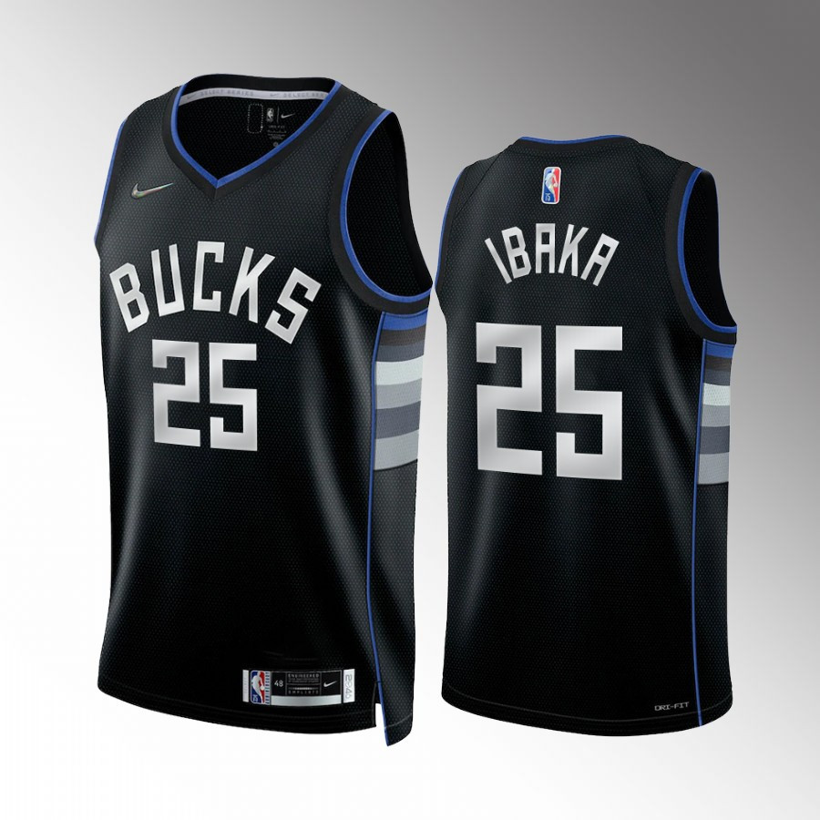 Milwaukee Bucks Serge Ibaka 25 Select Series 2 Black Basketball Jersey - JS662 