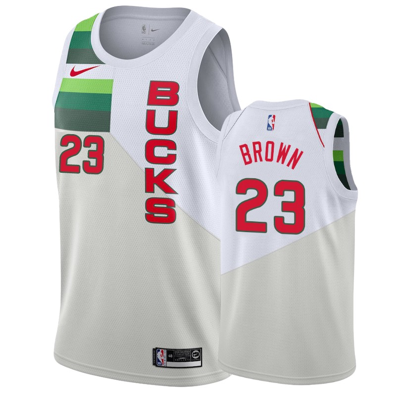 Milwaukee Bucks Sterling Brown #23 White 2018-19 Earned Basketball Jersey