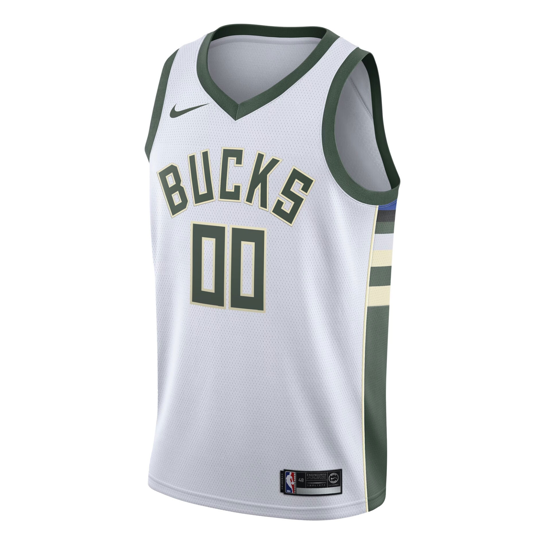 Alternative view of Milwaukee Bucks Swingman Custom Basketball Jersey White - Association Edition