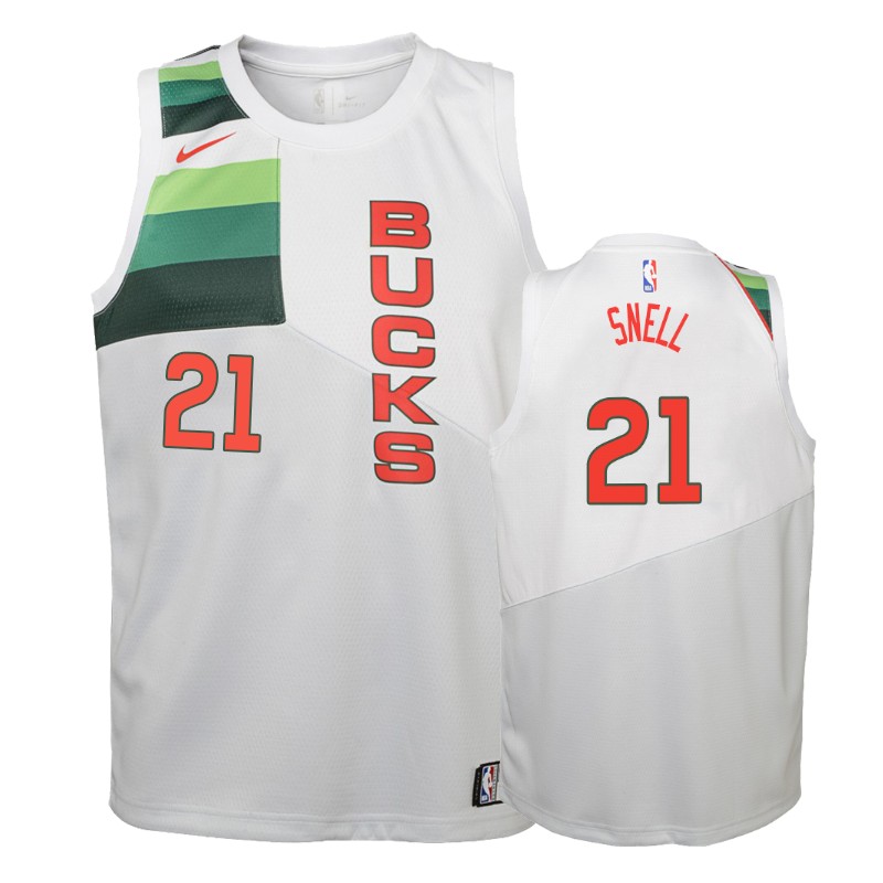 Milwaukee Bucks Tony Snell #21 White 2018-19 Earned Basketball Jersey -youth