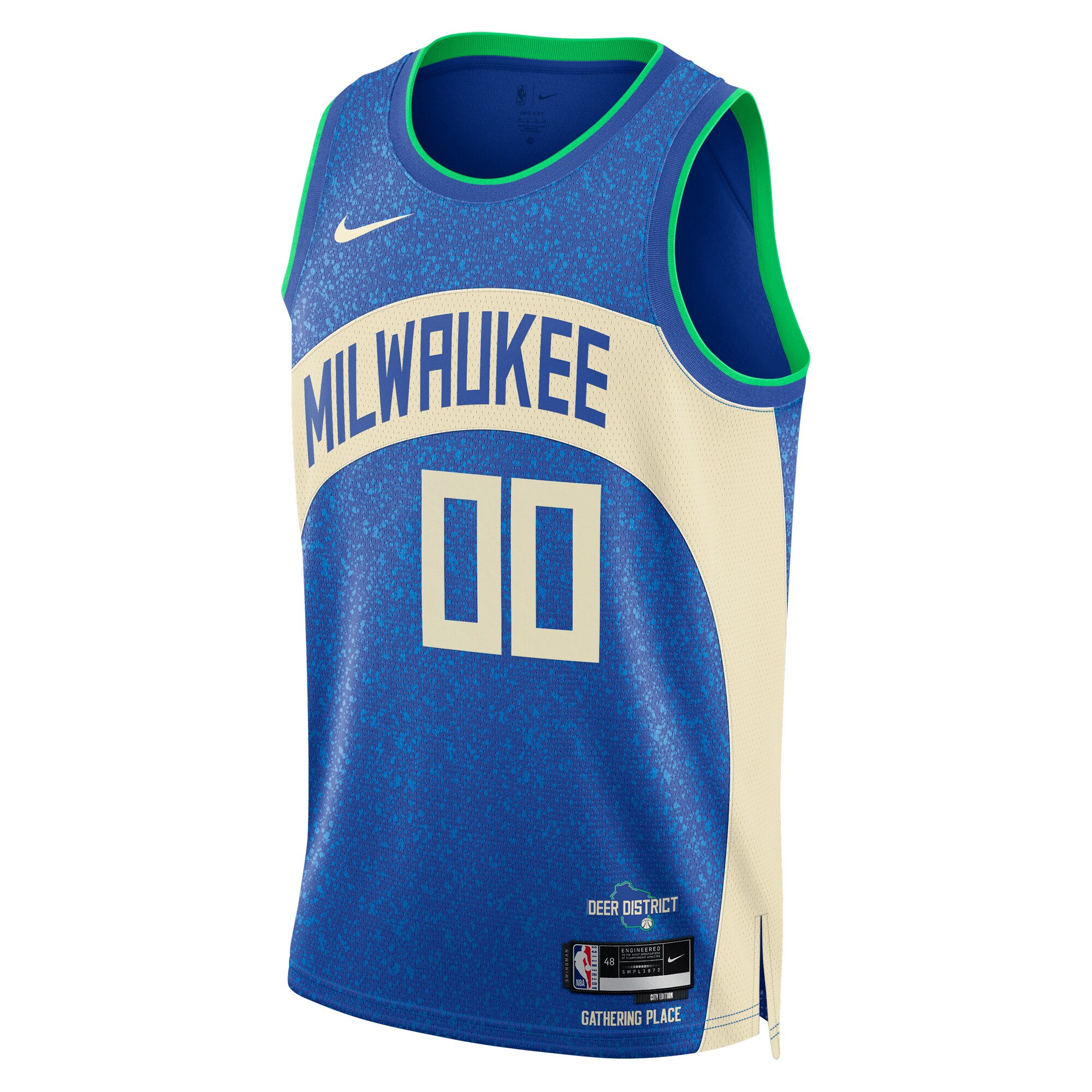Alternative view of Milwaukee Bucks Unisex 2023/24 Custom Swingman Basketball Jersey - Royal - City Edition