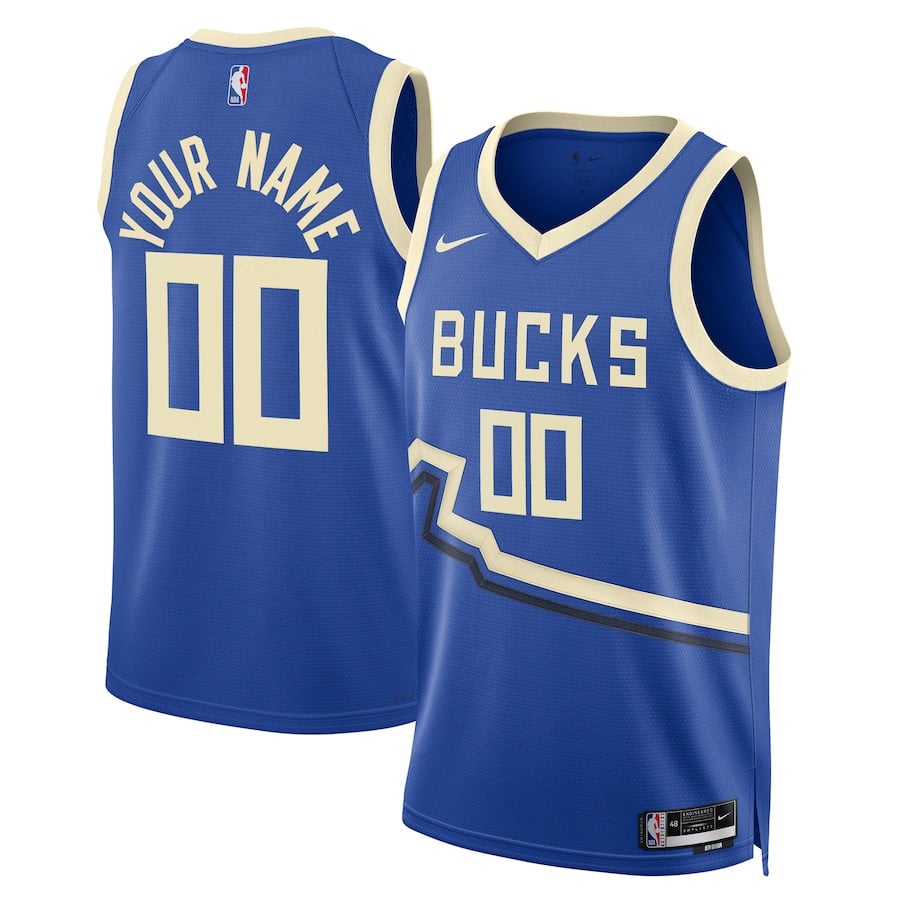 Milwaukee Bucks Unisex 2024/25 Custom Swingman Basketball Jersey - City Edition - Royal - JS259 