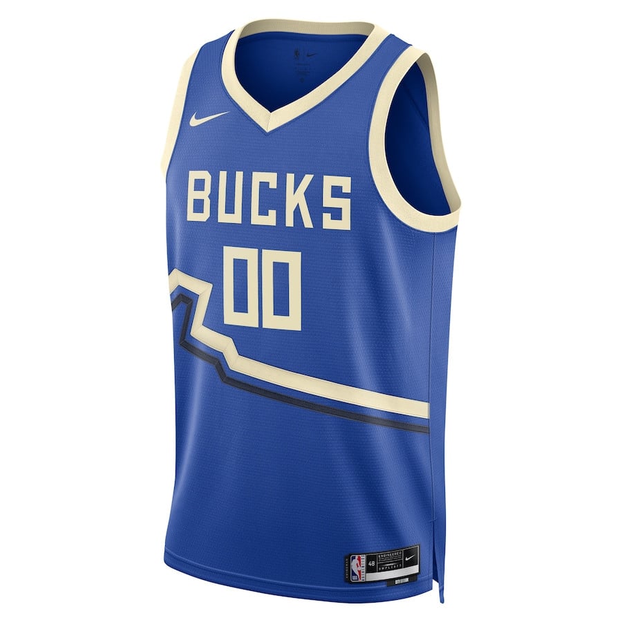 Alternative view of Milwaukee Bucks Unisex 2024/25 Custom Swingman Basketball Jersey - City Edition - Royal - JS259 