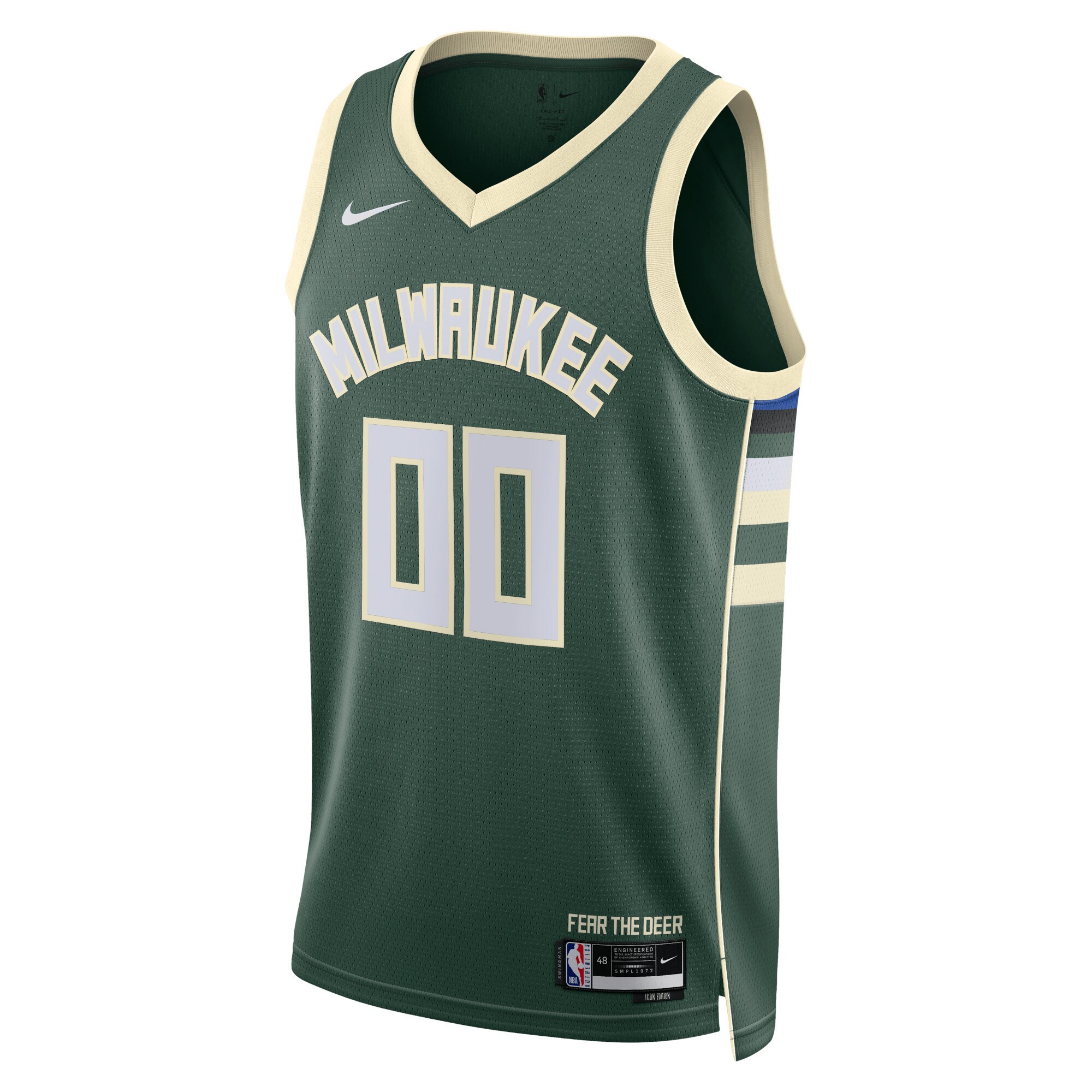 Alternative view of Milwaukee Bucks Unisex Swingman Custom Basketball Jersey Hunter Green - Icon Edition