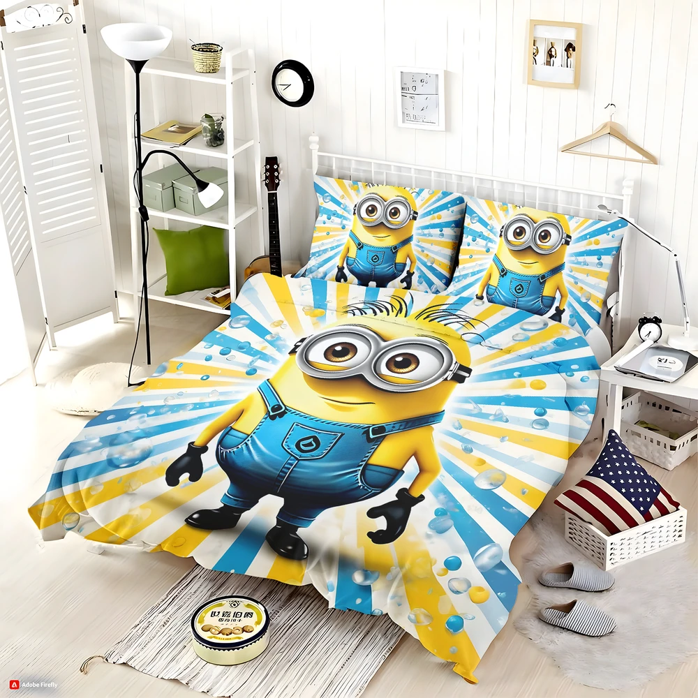 Alternative view of Minion Queen Size Bedding Set - Custom Bedding Set