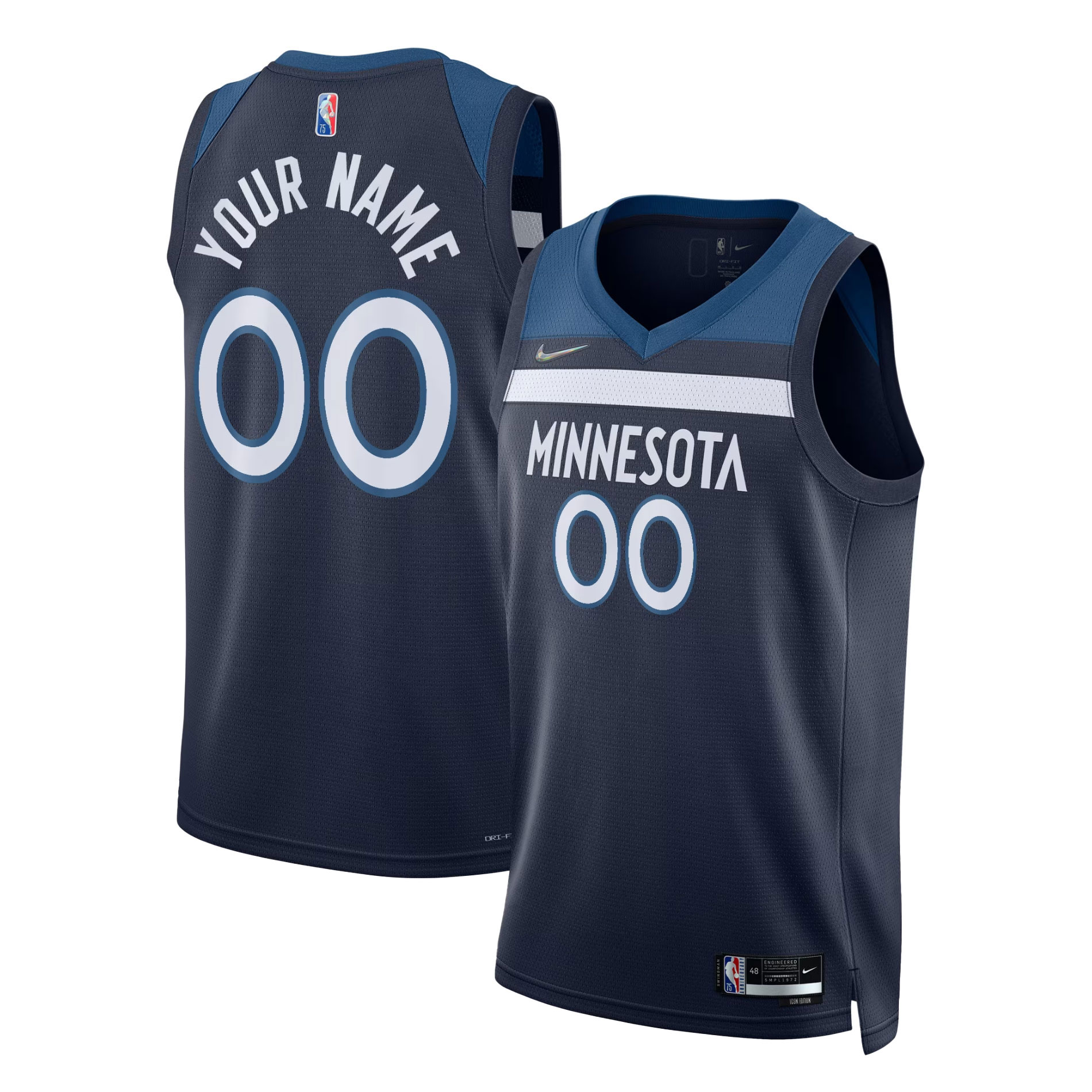 Minnesota Timberwolves 2021/22 Diamond Swingman Custom Basketball Jersey - Icon Edition - Navy