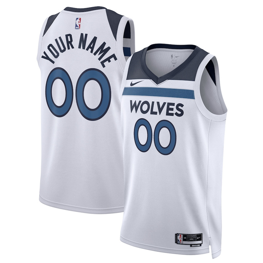 Minnesota Timberwolves 2023/24 Association Swingman Custom Men Basketball Jersey - White - JS729 