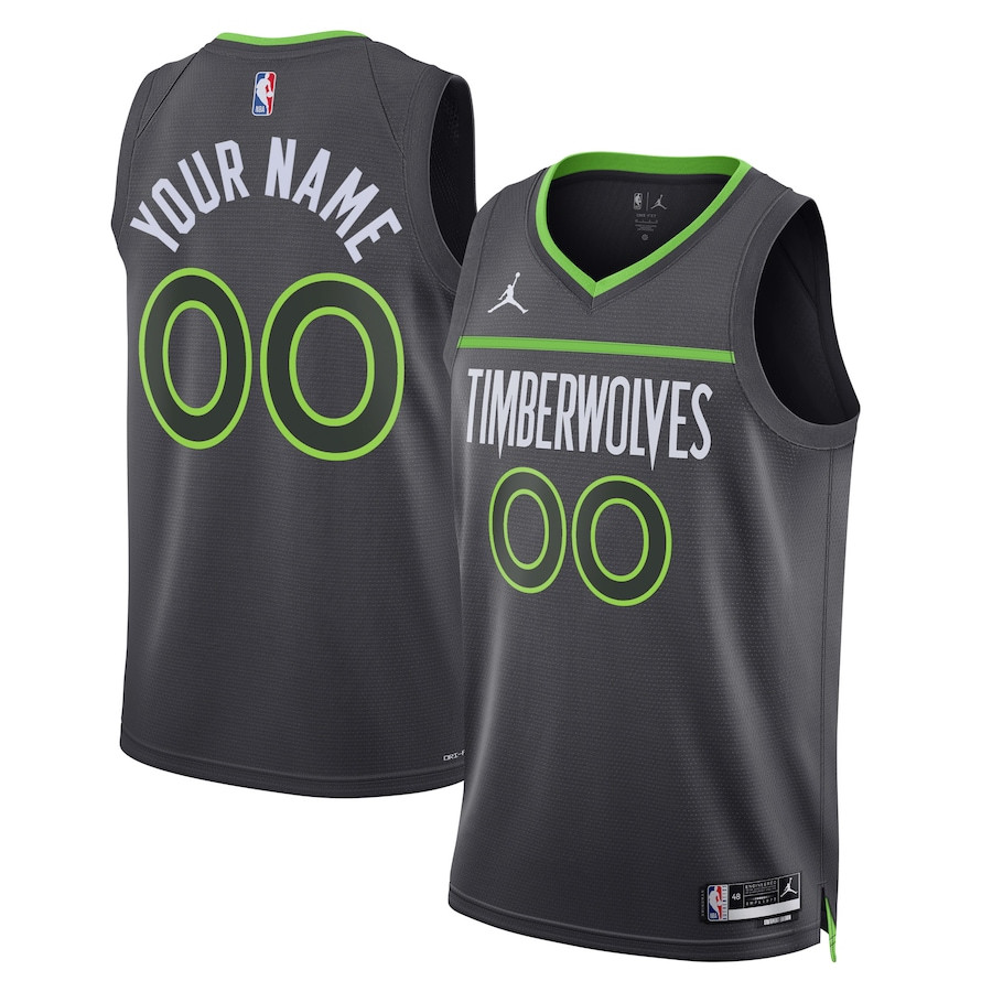 Minnesota Timberwolves 2023/24 Statement Swingman Custom Men Basketball Jersey - Gray - JS981 