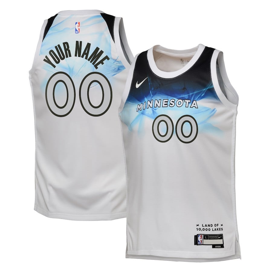 Minnesota Timberwolves 2024/25 Swingman Custom YOUTH Basketball Jersey - City Edition - White - JS689 