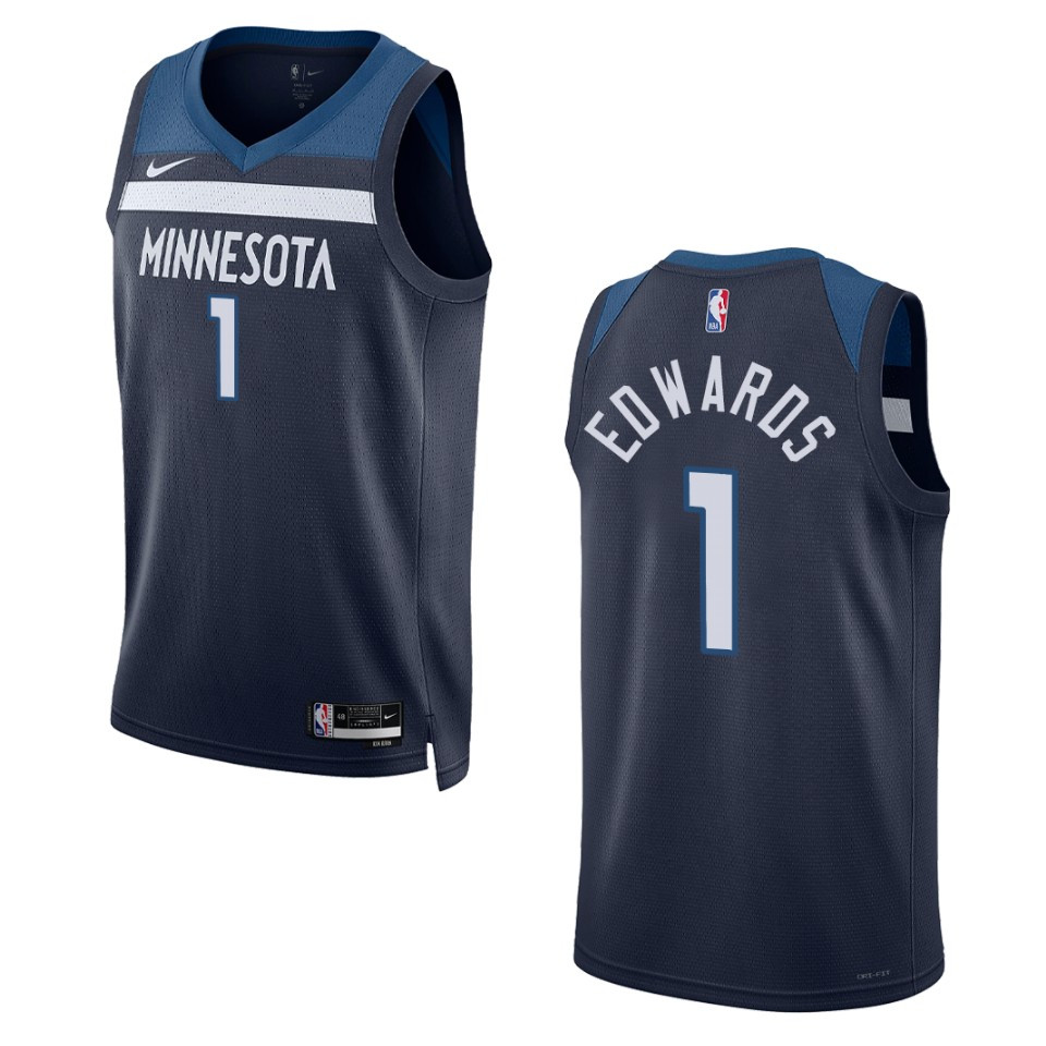 Minnesota Timberwolves Anthony Edwards 2022-23 Icon Edition Navy Swingman Basketball Jersey