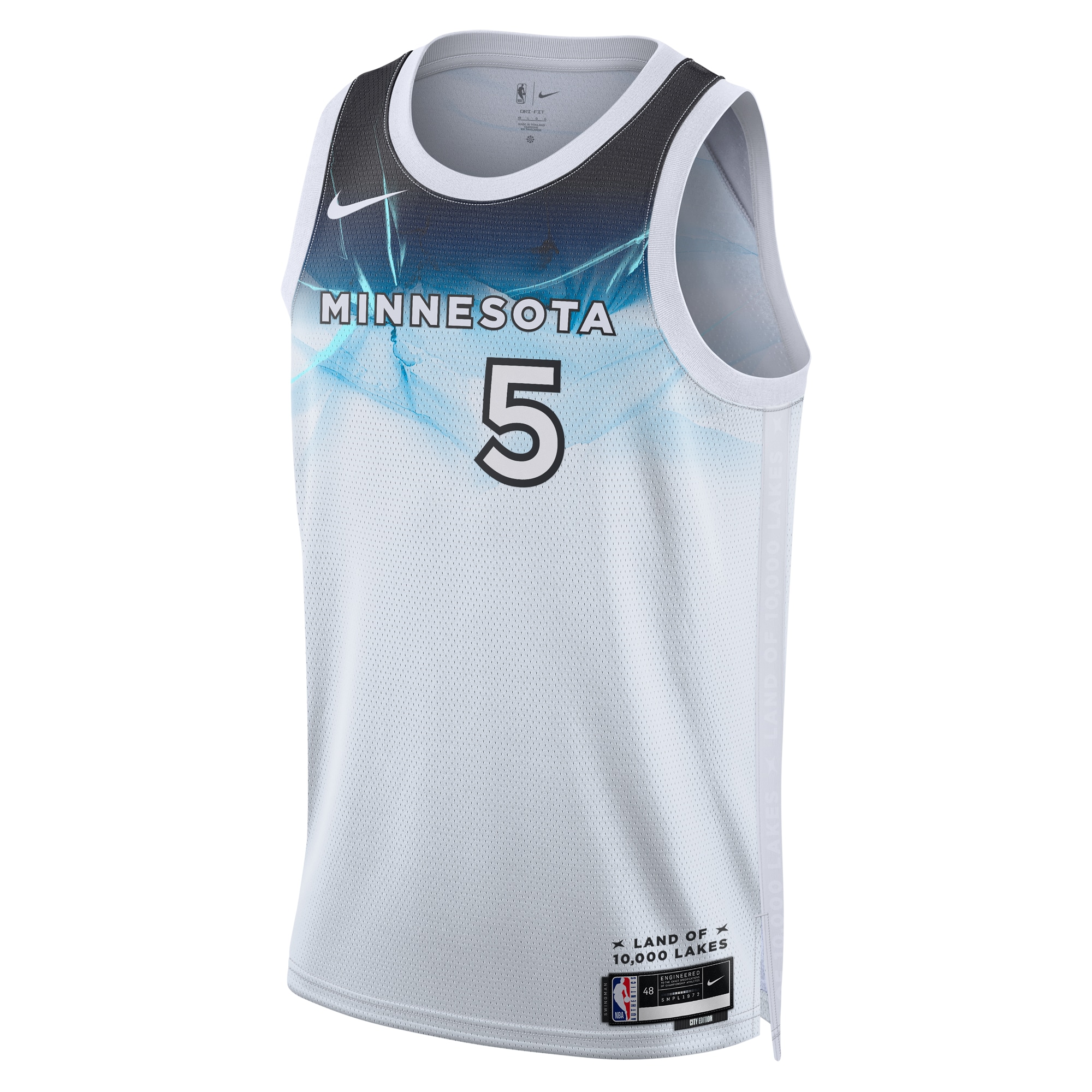 Alternative view of Minnesota Timberwolves City Edition Swingman Basketball Jersey 2024 - White - Anthony Edwards - Unisex - JS599 
